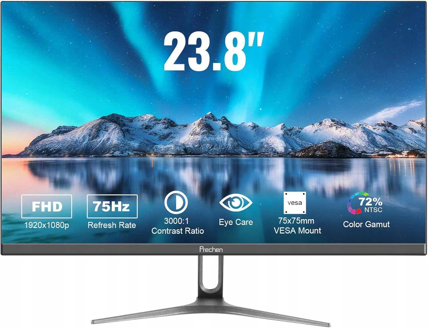 Monitor Prechen 24 palců Fhd 1080P 75Hz Hdmi Va Kancelářský Gaming Eye Care