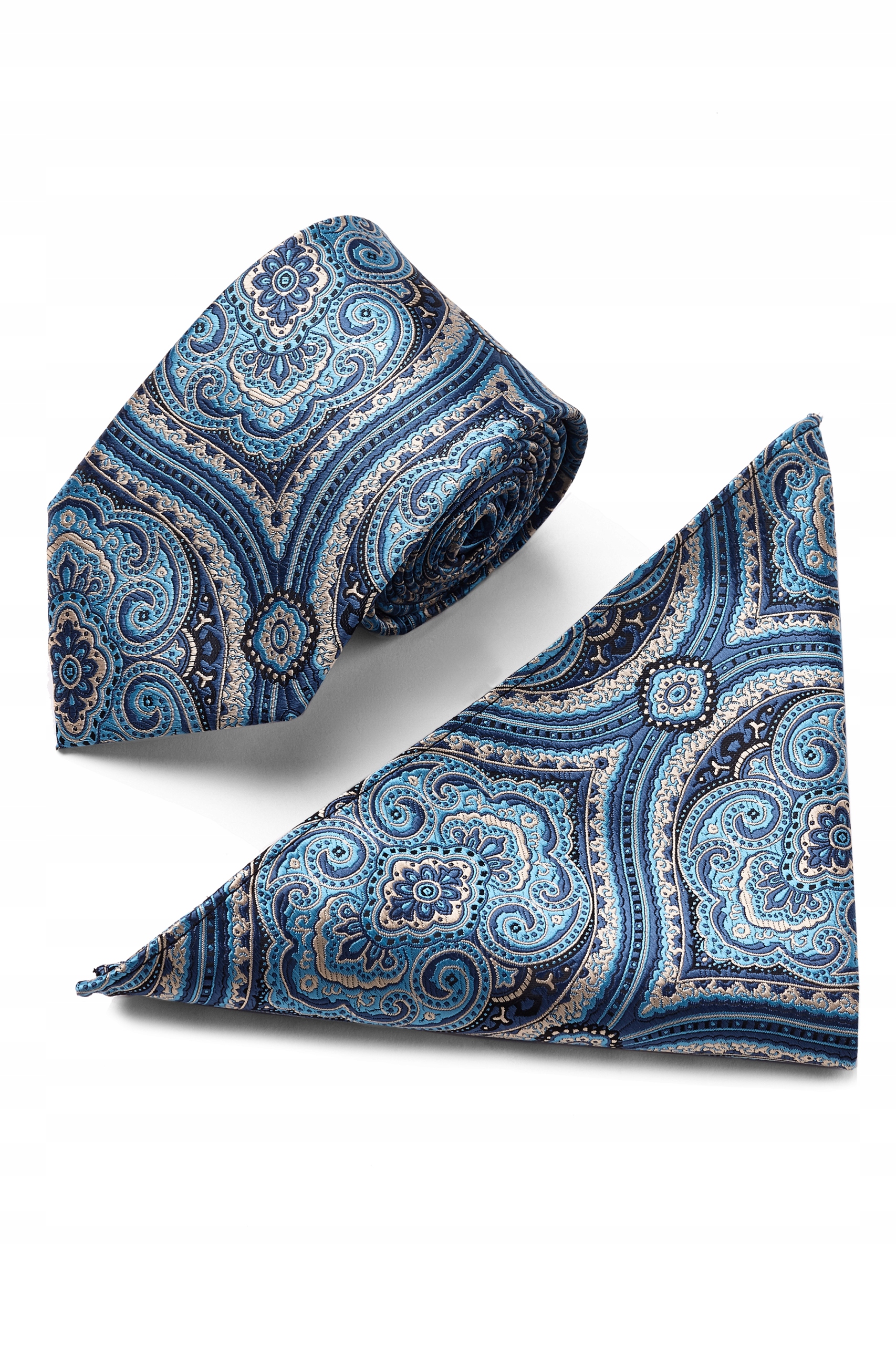 

Zestaw męski Krawat poszetka (chusteczka) paisley