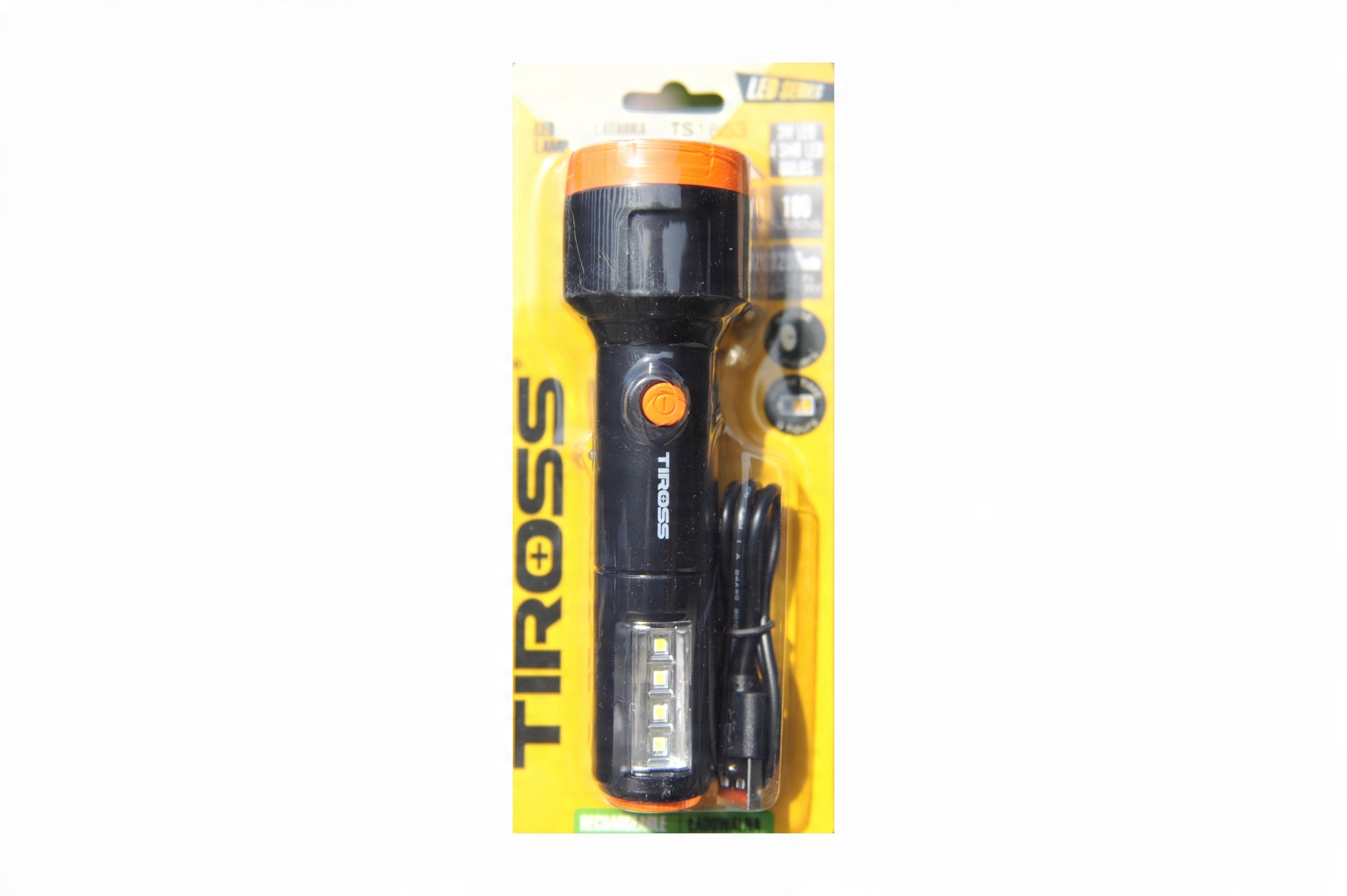 

Latarka Tiross TS1853 3W Led + 4 Smd Led ładowalna