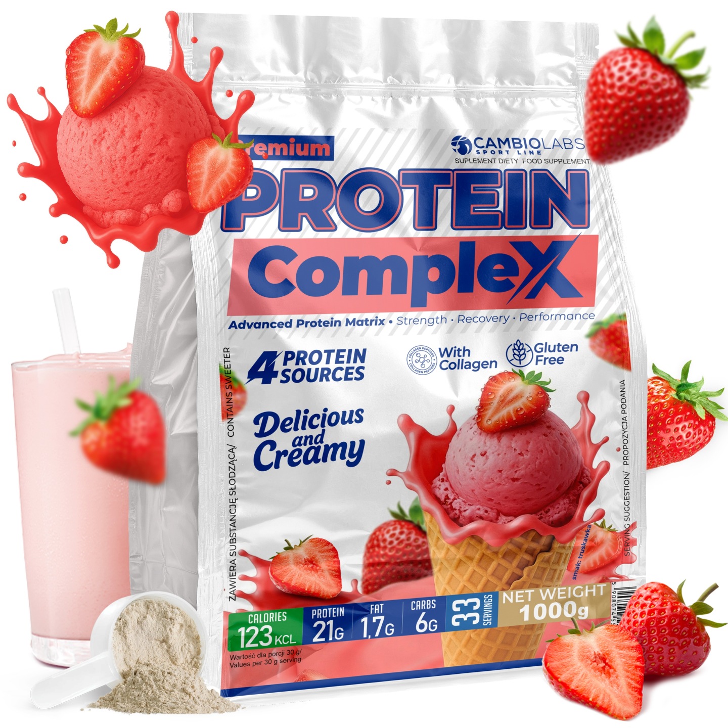 Bílkoviny 1 Kg Protein směs bílkovin Whey Protein Complex Cambio