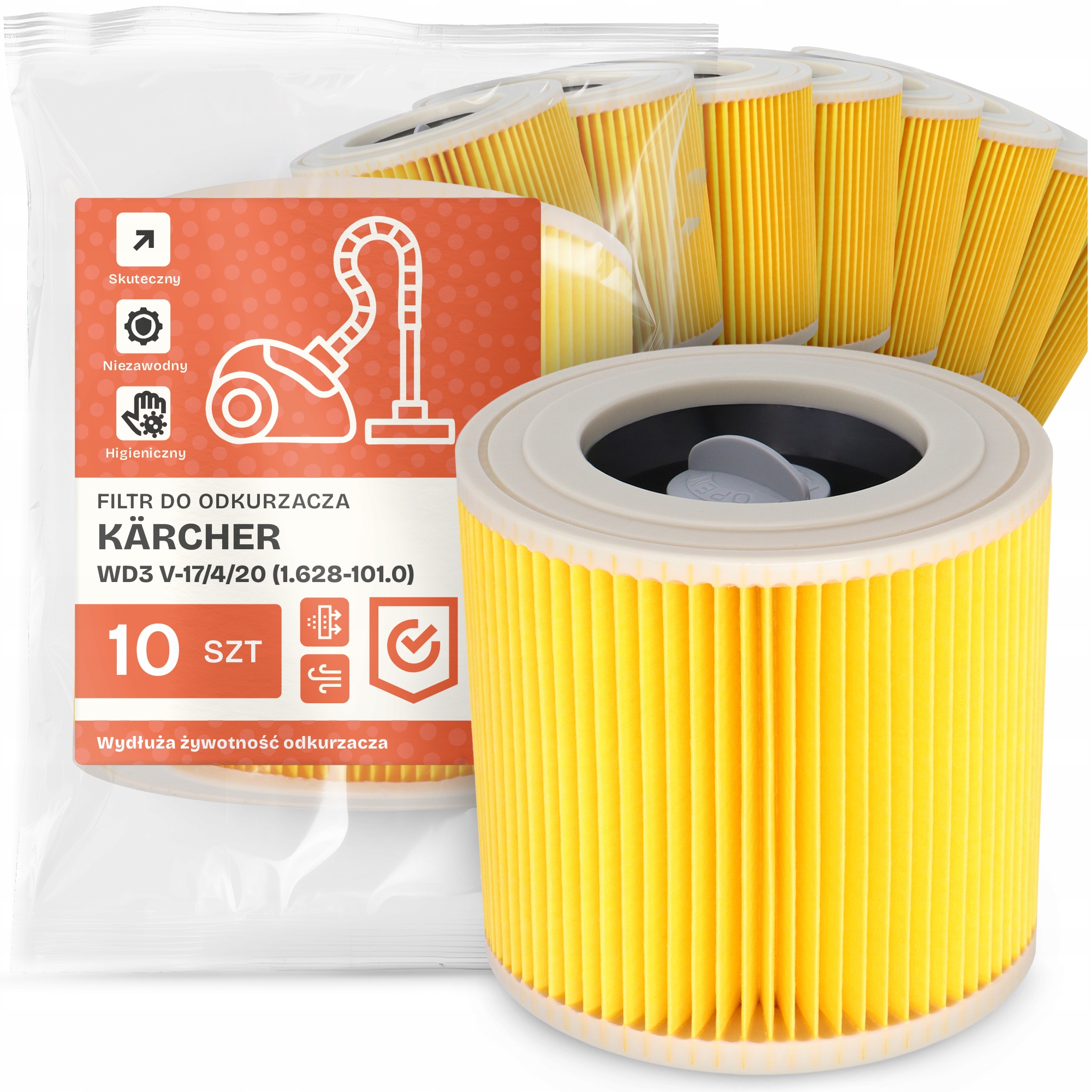 10 x Filtr Pro Vysavač Kärcher WD3 V-17/4/20 (1.628-101.0) Vzduch Em-w