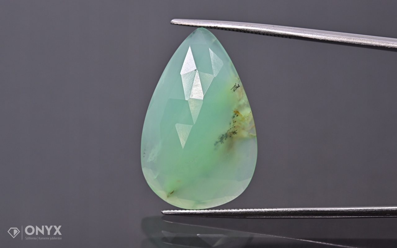 Chrysopraz fasetovaná rozeta slza 24x15,5 mm