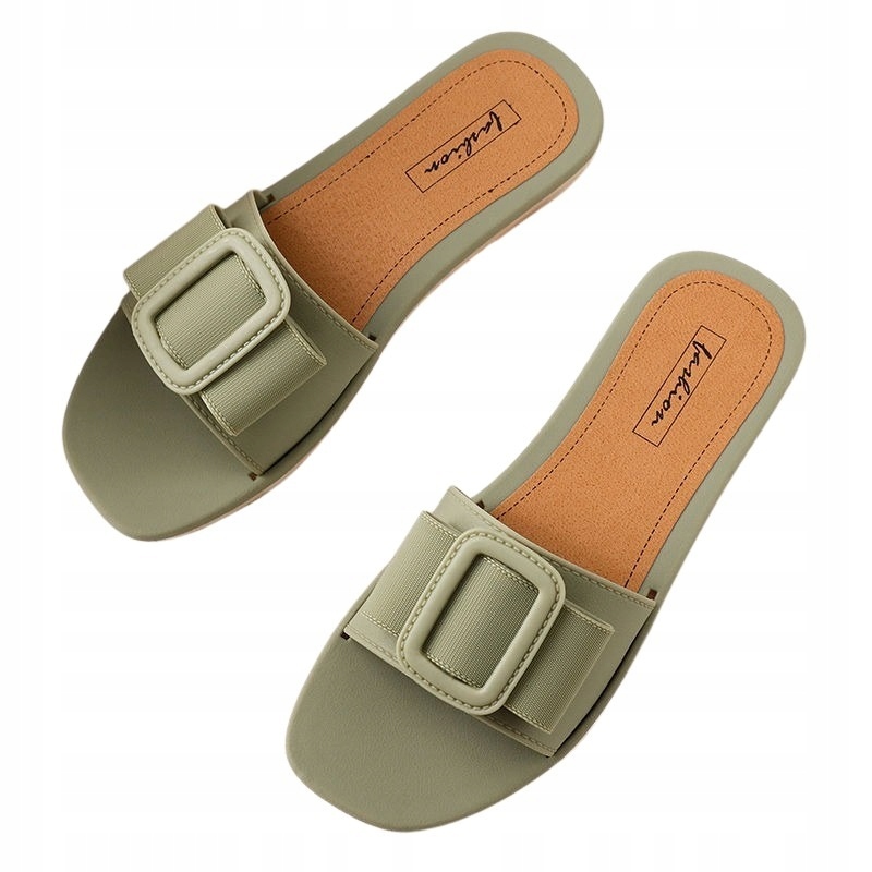 Klapki Damskie Cevoli Ze Sprzączką Zielone 38/39