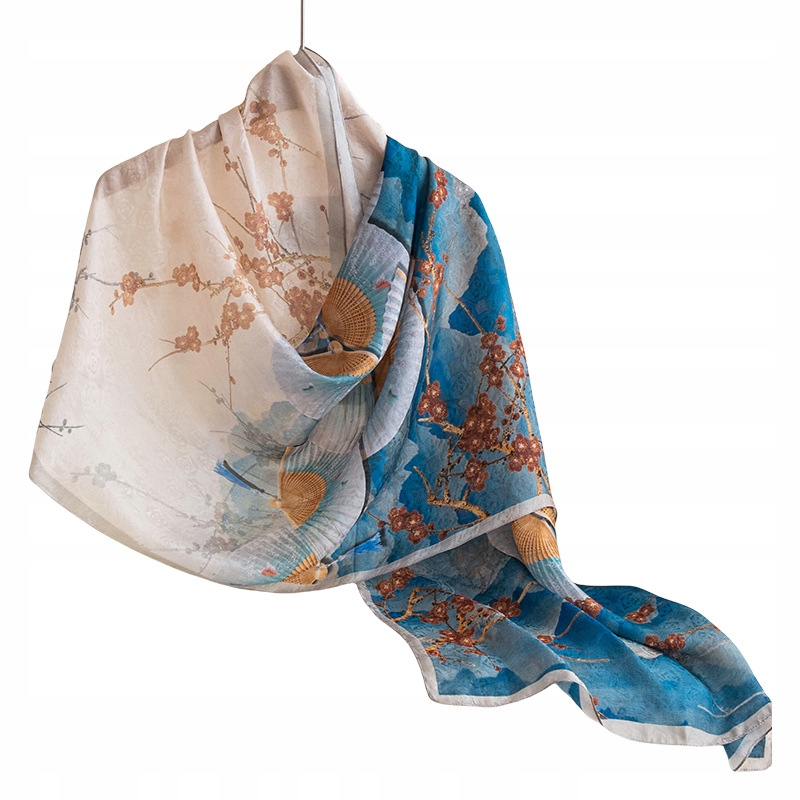 Luxusní žakárová šála ze 100% morušového hedvábí, umělecká dlouhá zavinovací kolekce