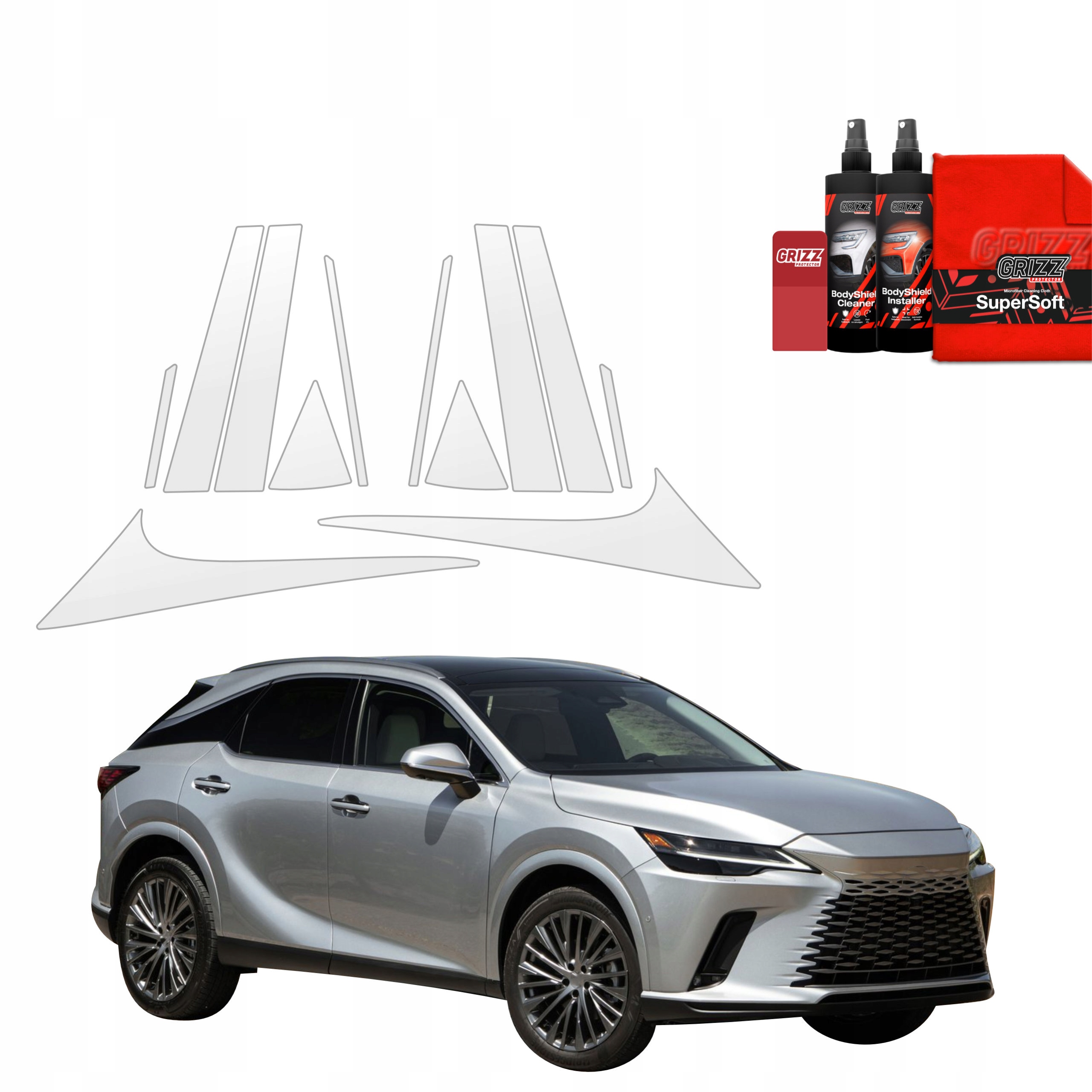 12v1 Fólie Ppf dýha na sloupky pro Lexus Rx 350h (2022-2025)