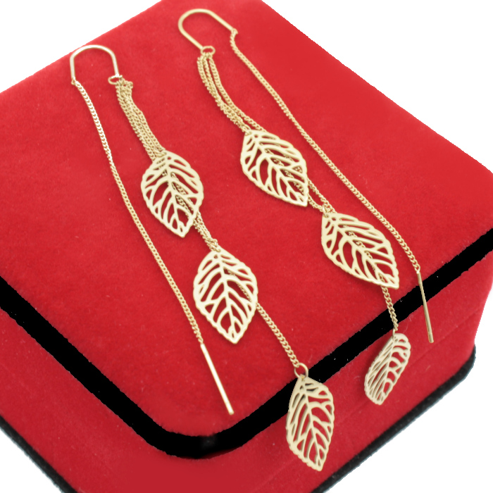 

Kolczyki Złote Przeciągane Liście Stal 316 L