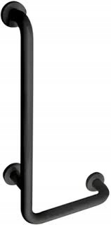 Uchwyt pod prysznic dla seniora osoby niepełnosprawnej czarna poręcz lewa