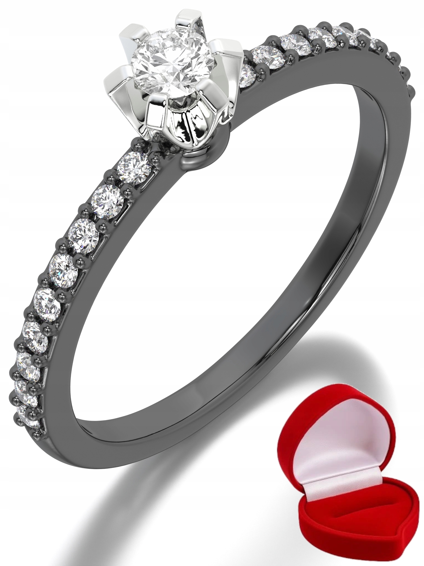 Zlatý Prstýnek 585 14k Safír 0,09 ct Černé Zlato R27