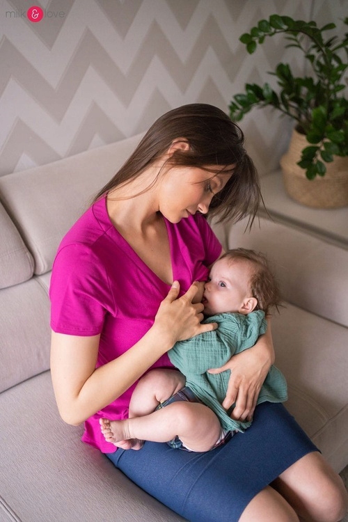 Těhotenská a kojící mikina Buzzy Bee Milk&Love fuchsiová, módní