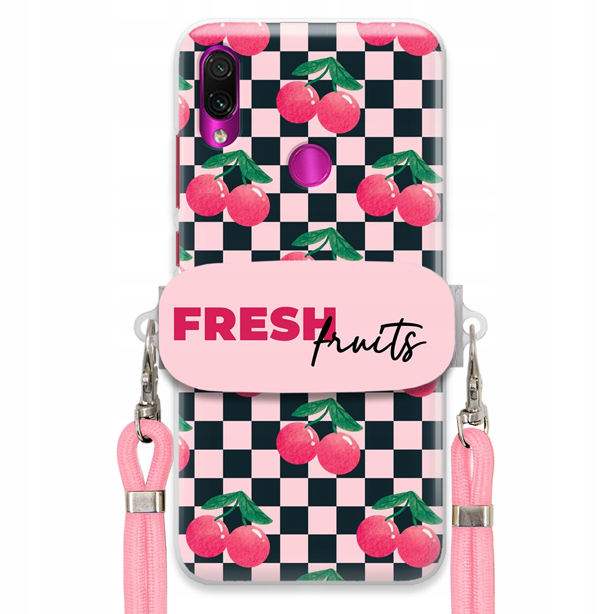 Pouzdro pro Xiaomi Redmi Note 7 Růžové vodítko Funkční držák Fresh Fruits