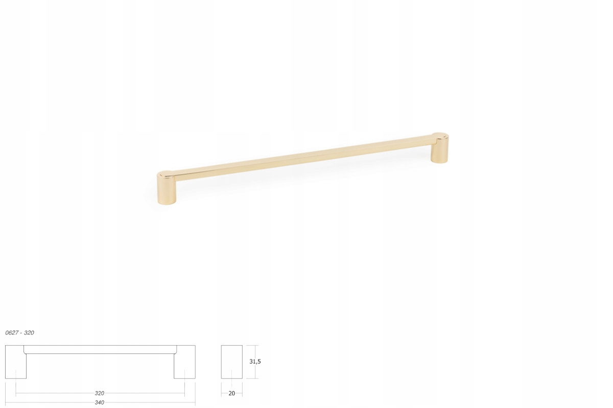 Nábytková úchytka Viefe 0627 Fusion rozteč 320, délka 340, mosaz, lesk