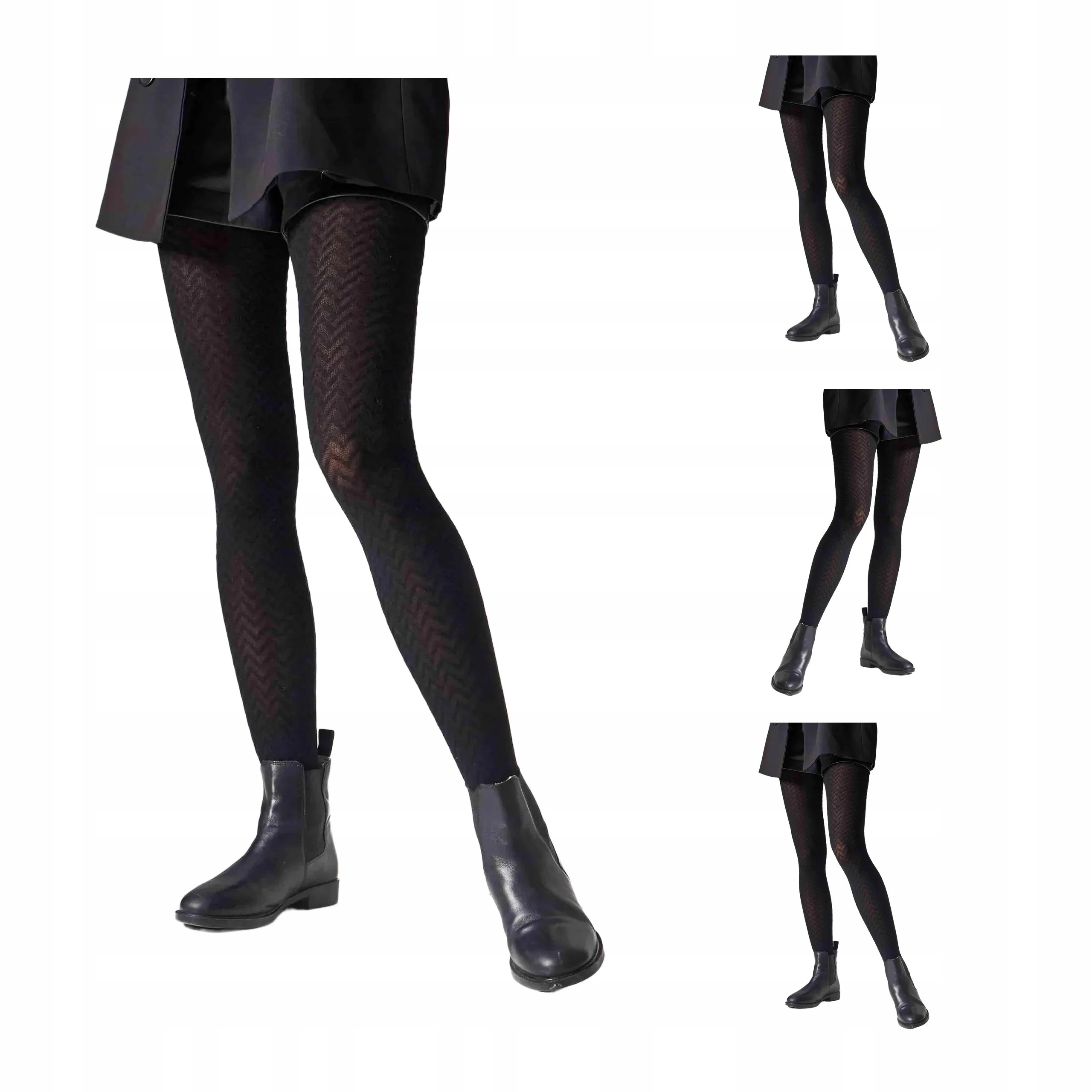 4 páry Punčocháče s kašmírem a viskózou bordové L2011 Cashmere 4x Černá 3-M