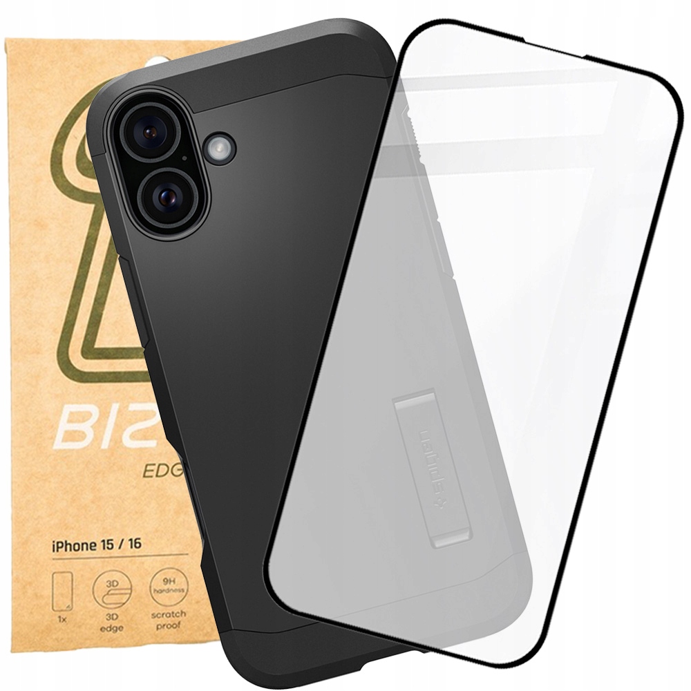 Pouzdro sklo pro iPhone 16, Spigen , Bizon, silné, zadní kryt , sklo, sklo