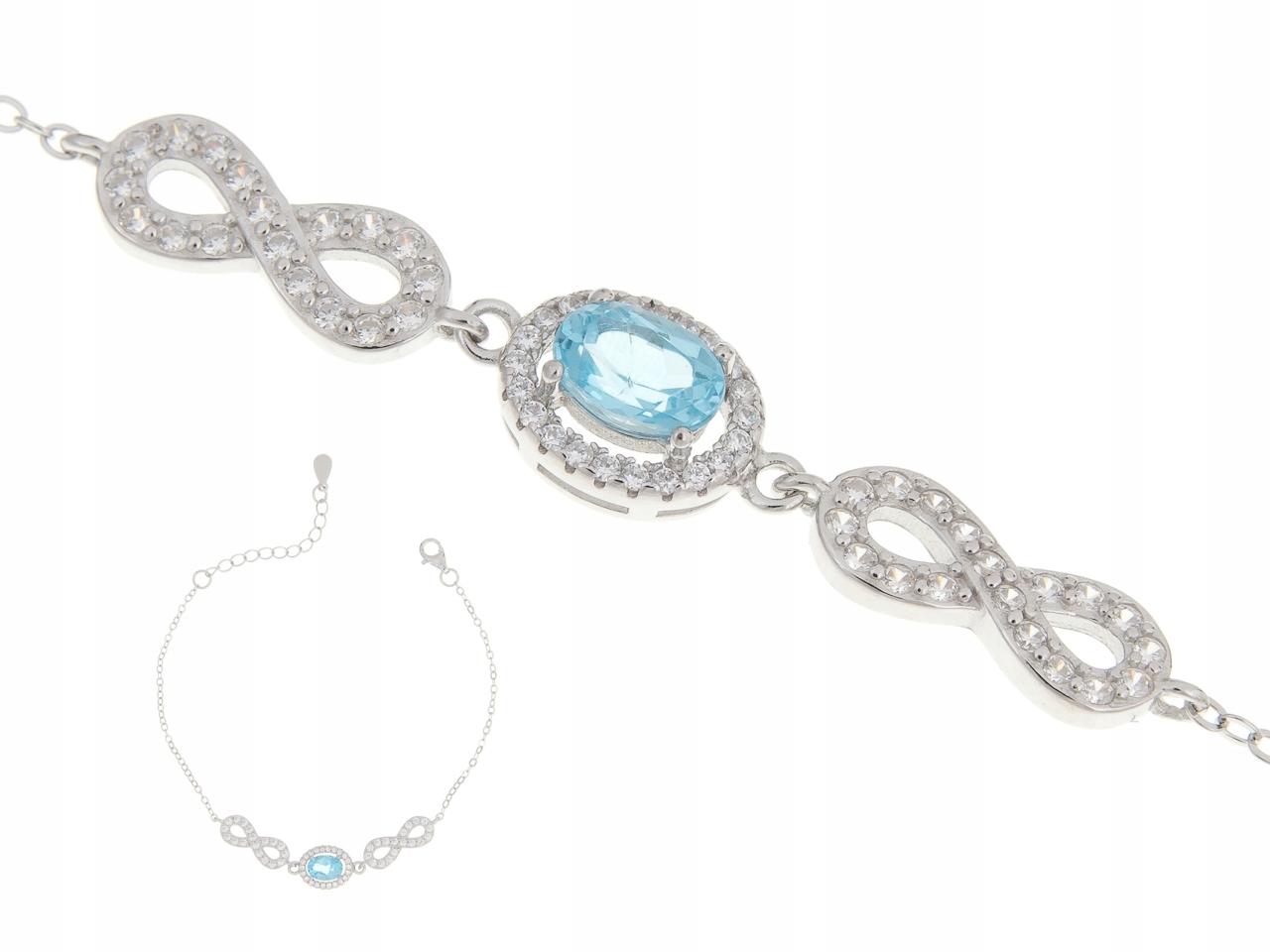 Stříbrný Rhodiovaný Náramek Swiss Topaz Přírodní