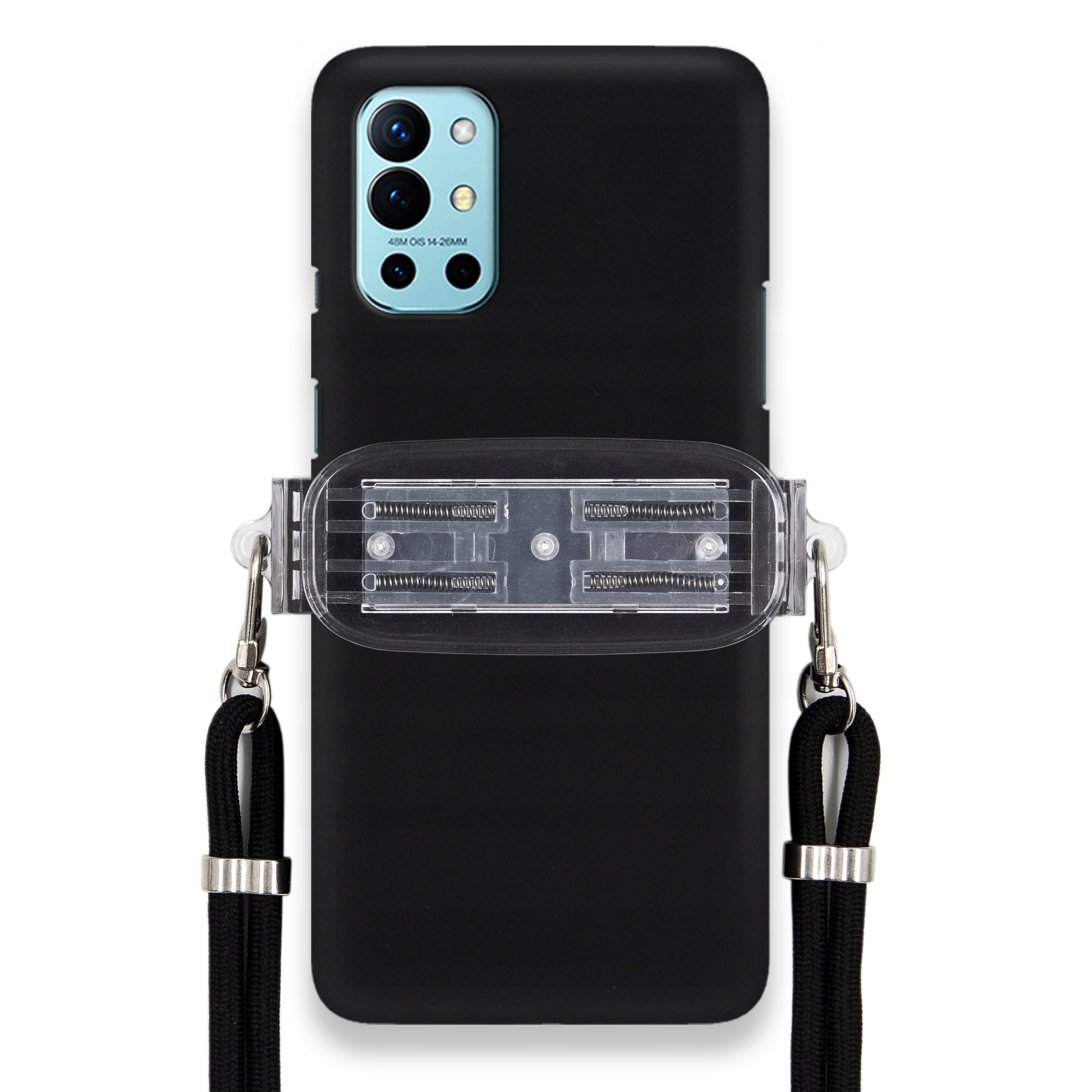 Pouzdro Pro Oneplus 9R Smooth Case Ochrana Univerzální Držák Černá Šňůrka