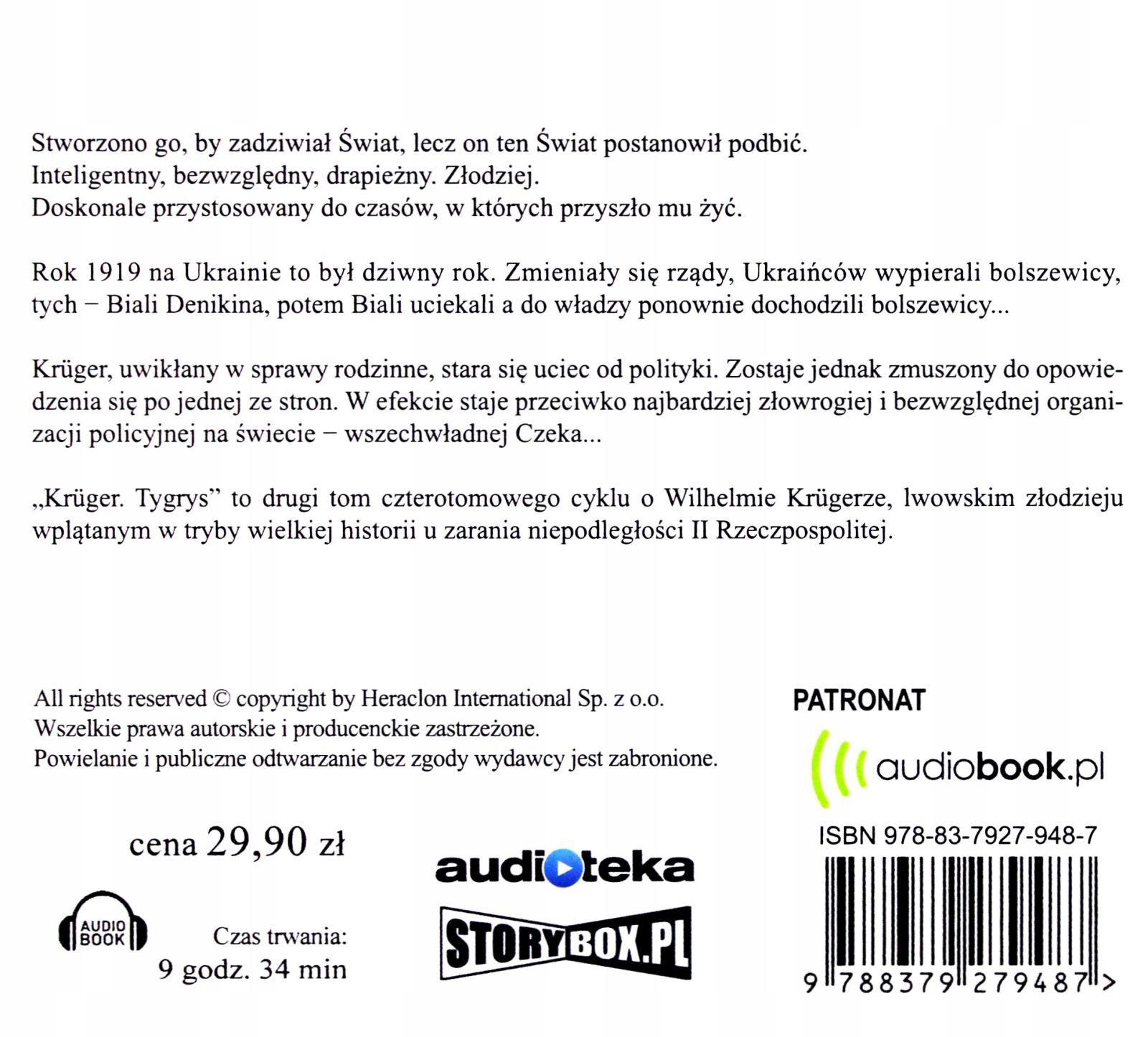 KRUGER (TOM 2) TYGRYS - MARCIN CISZEWSKI [AUDIOBOOK] Stan opakowania oryginalne