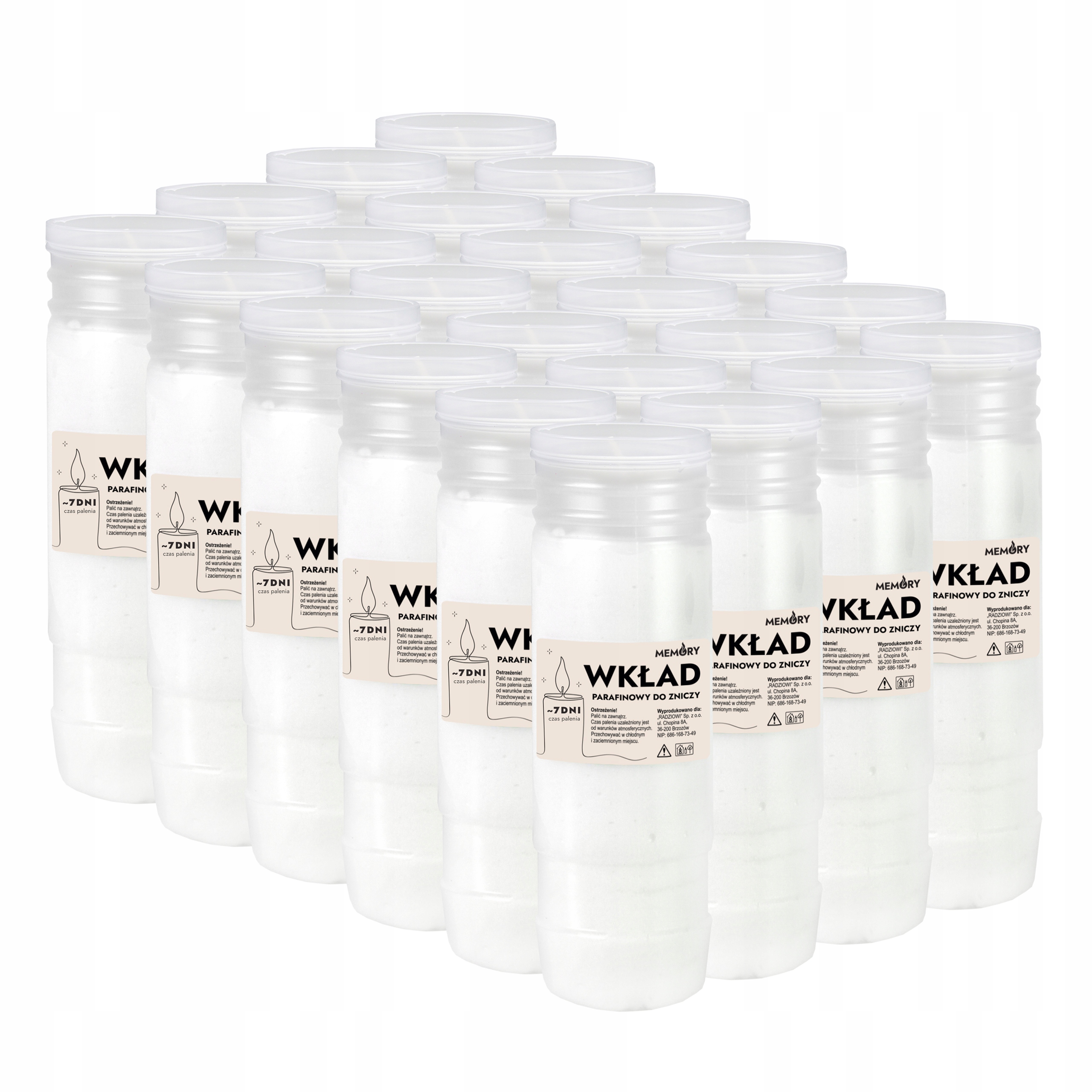Vložky Do Hřbitovních Svíček Parafínové 7 Dní 168H 24 Kusů Celoročních Svíček
