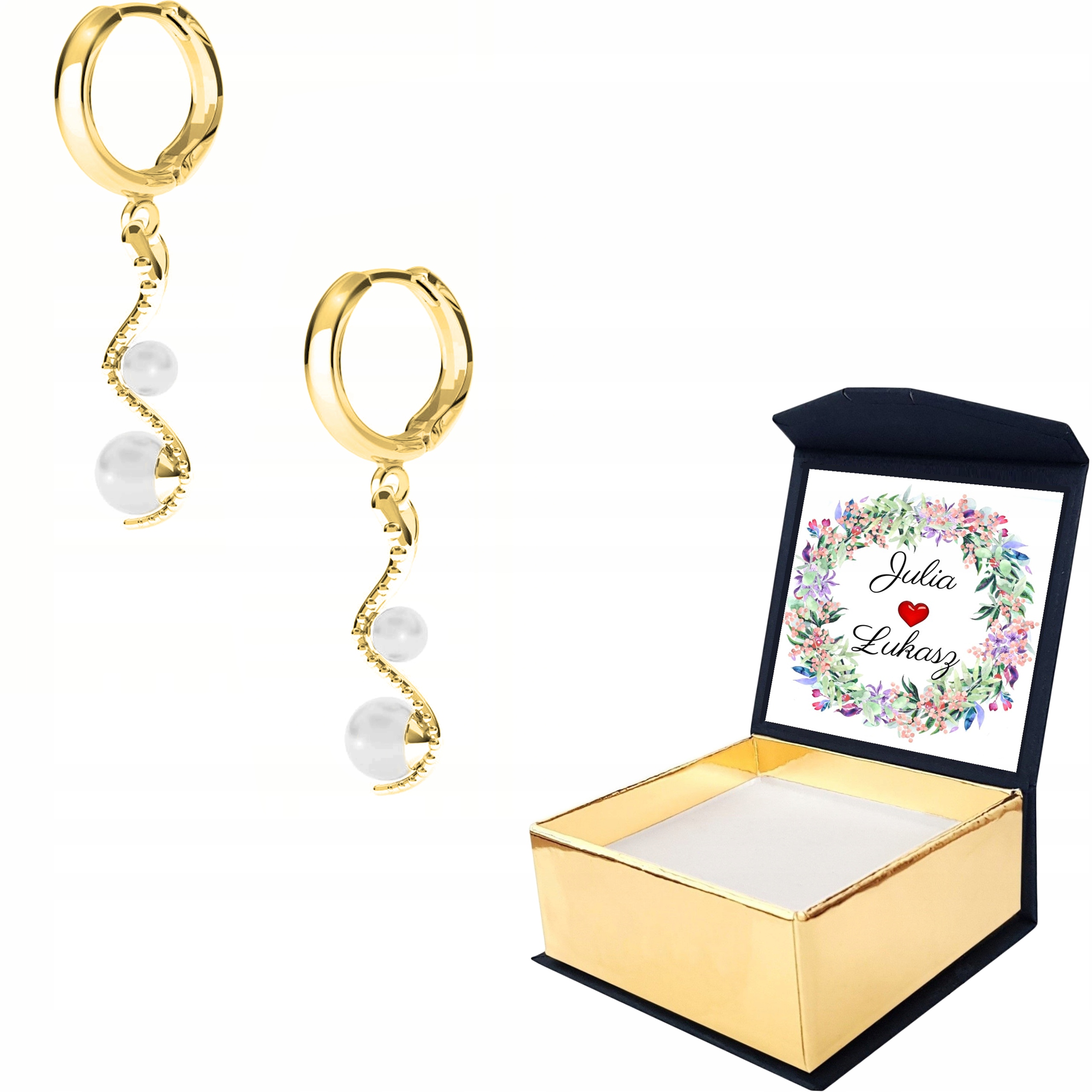 Náušnice zlaté Had s perlami Snake Vlastní Potisk