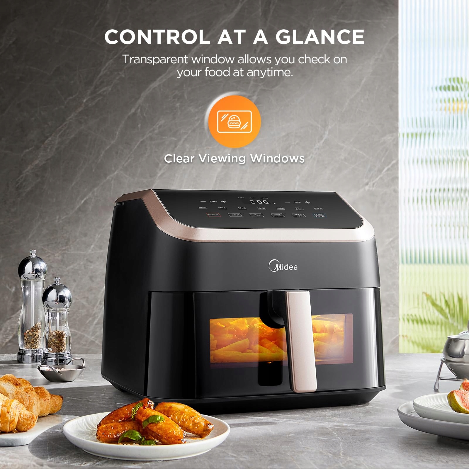 MIDEA Frytkownica Beztłuszczowa XXL 9L 8w1 Grill Pieczenie Dehydratacja — miniatura 6
