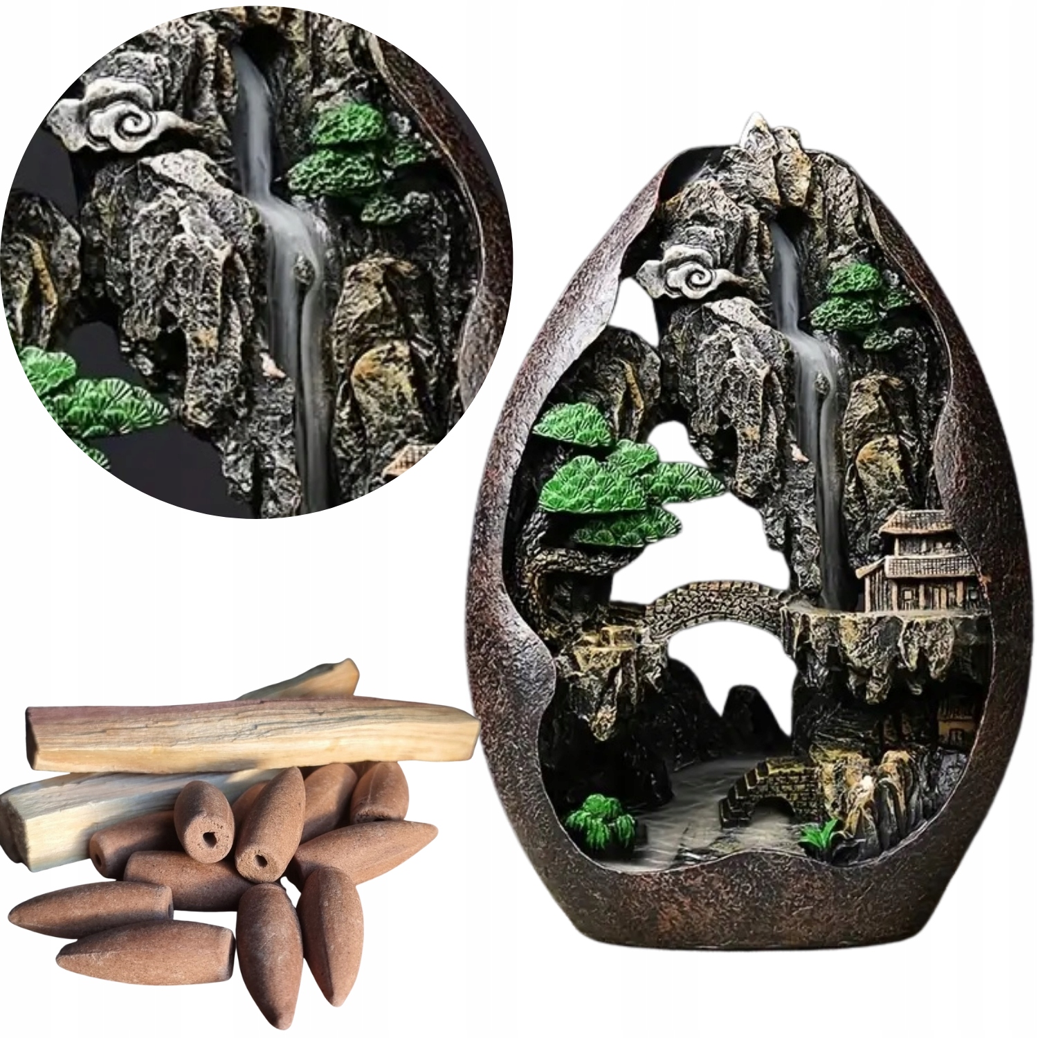 Aromalampa Vodopád Aromaterapie Backflow Oválný 28,5 cm 12 kadidla