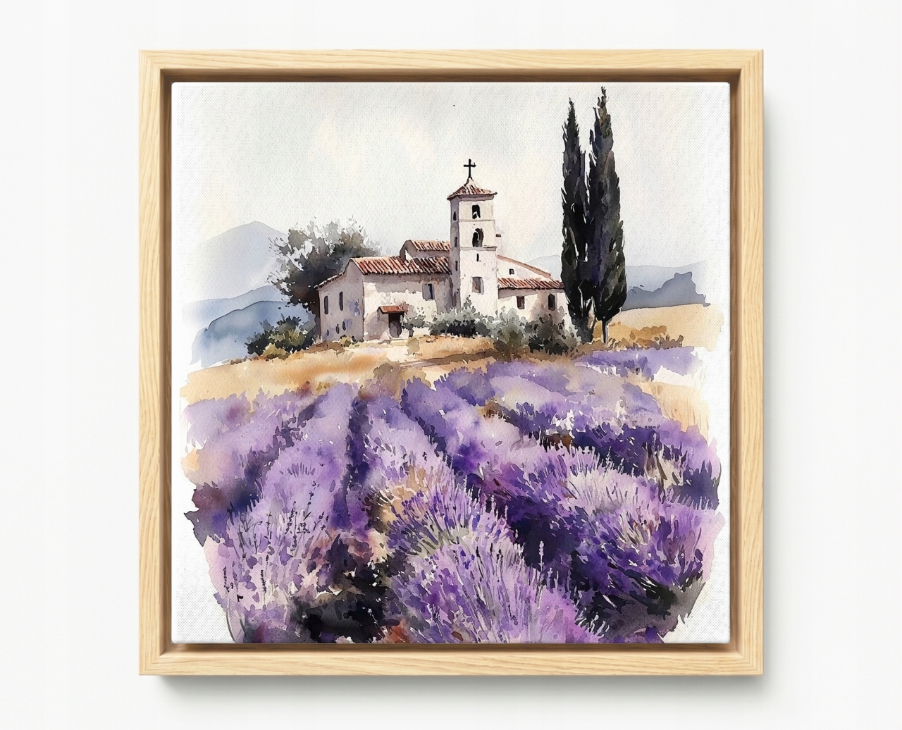 Obraz Rám American Box Pole Levanduľa Kaplnka Dedina Provence 60x60
