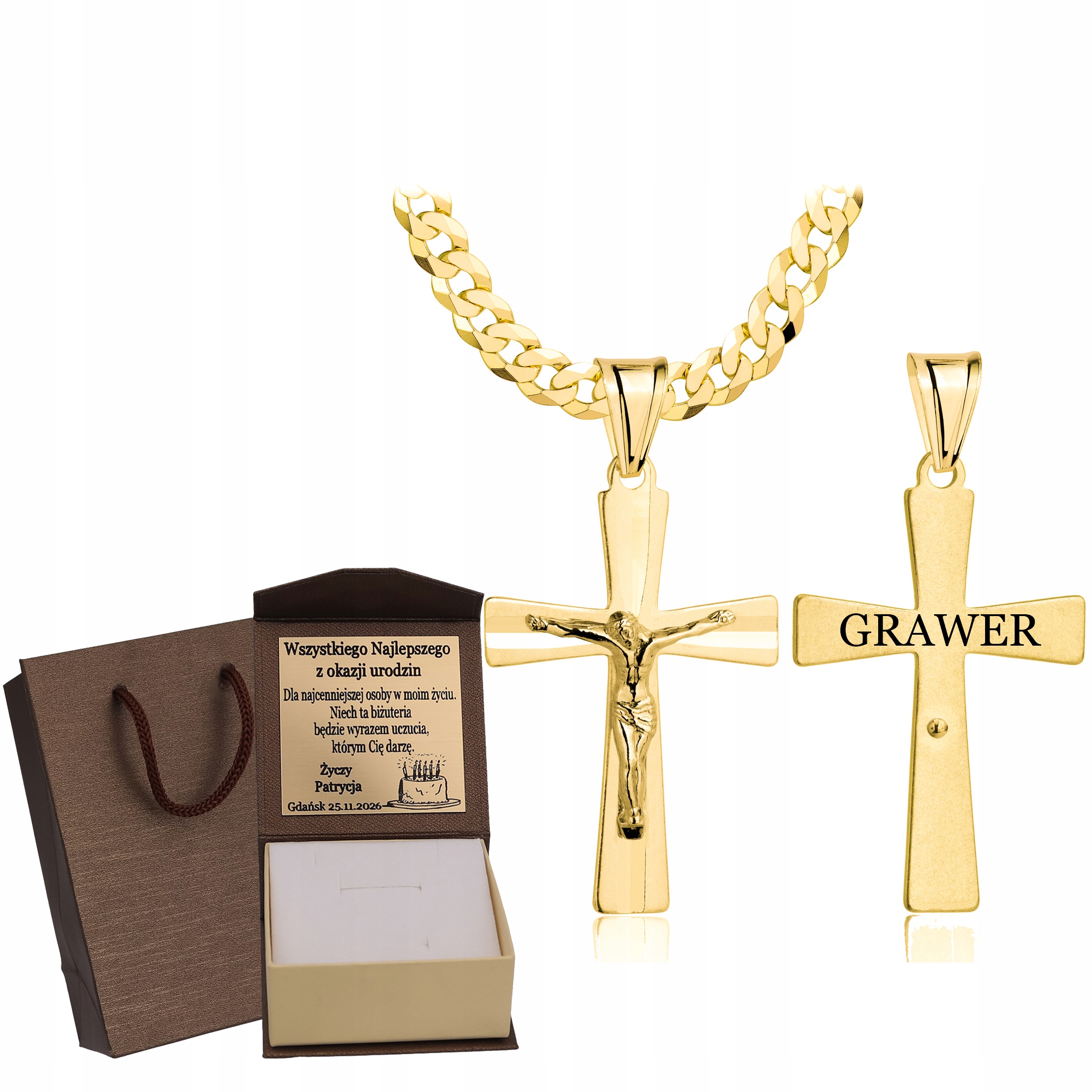 Zlatý Plný Řetízek Pánský Pancr S Křížkem Ryzost 925 585 Gravírování Bonus