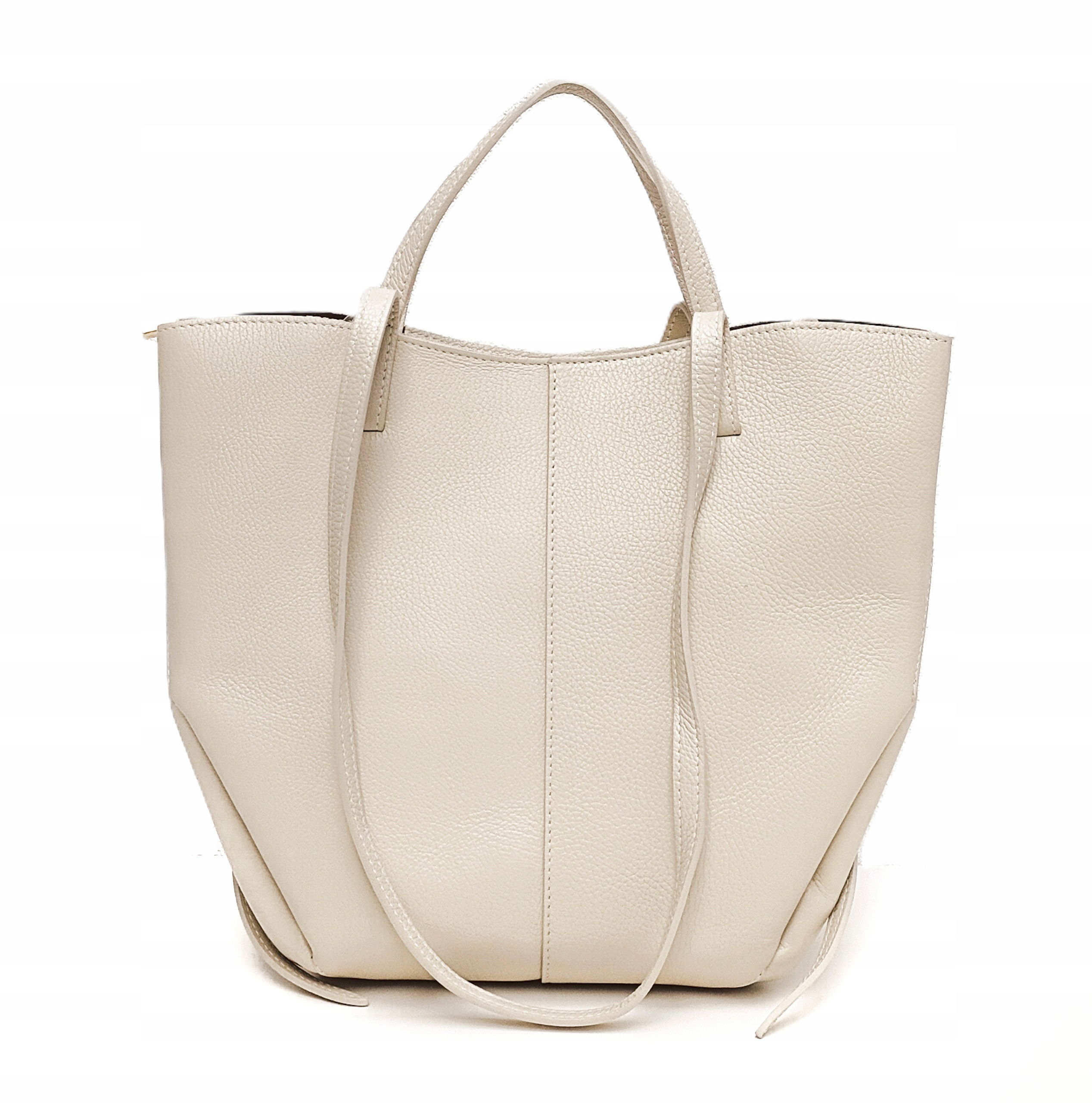 Kabelka shopper z přírodní kůže Béžová krémová