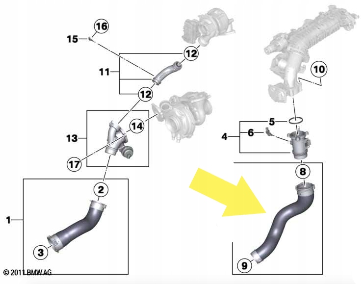 PRZEWOD TURBO RURA INTERCOOLER BMW X5 F15 25d 25dX Producent czesci Inny