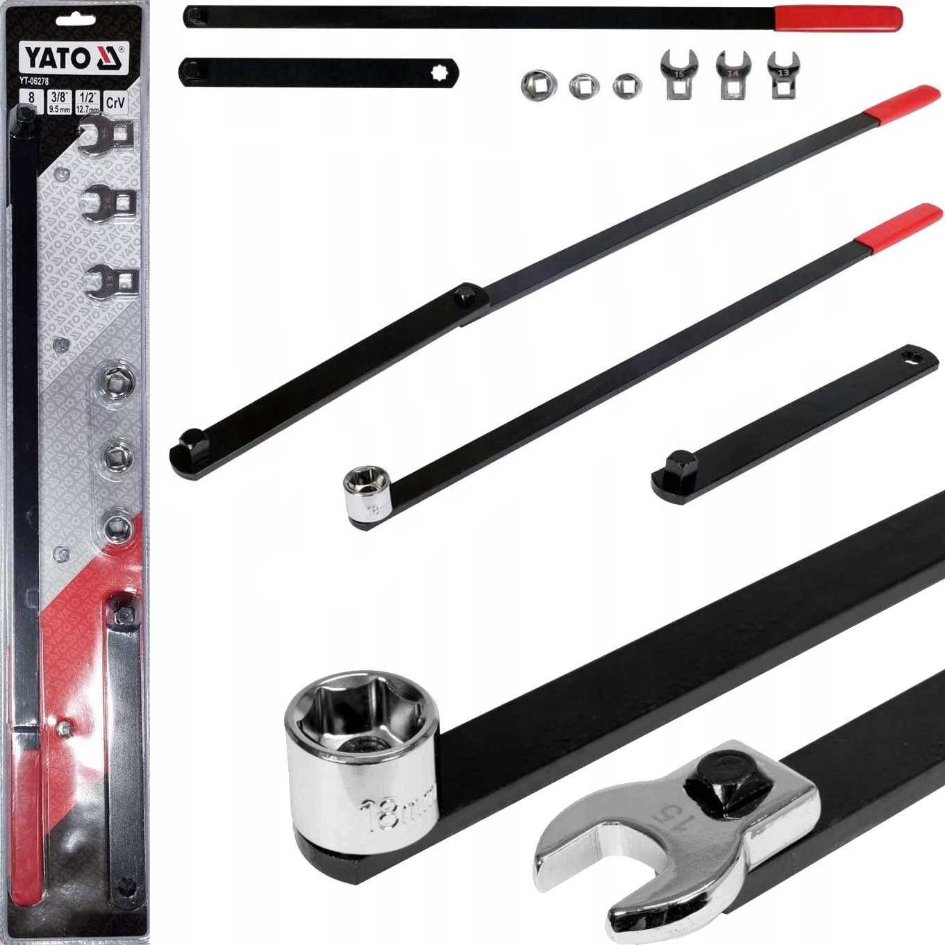 Yato Klucze Płaskie Nasadki Do Napinaczy Zestaw 8el. 13-20mm