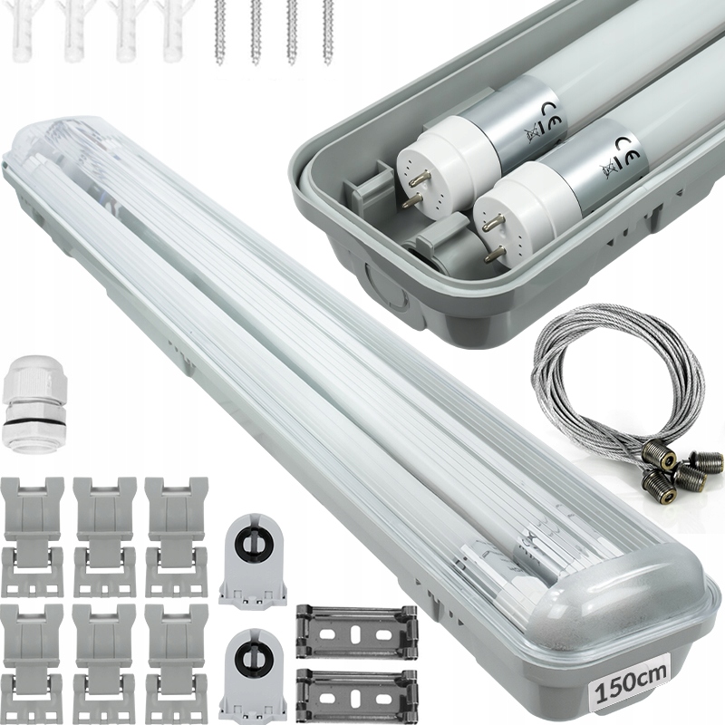 PRZEMYSŁOWA LAMPA JARZENIÓWKA LED DO WARSZTATU NATYNKOWA HERMETYCZNA 150cm