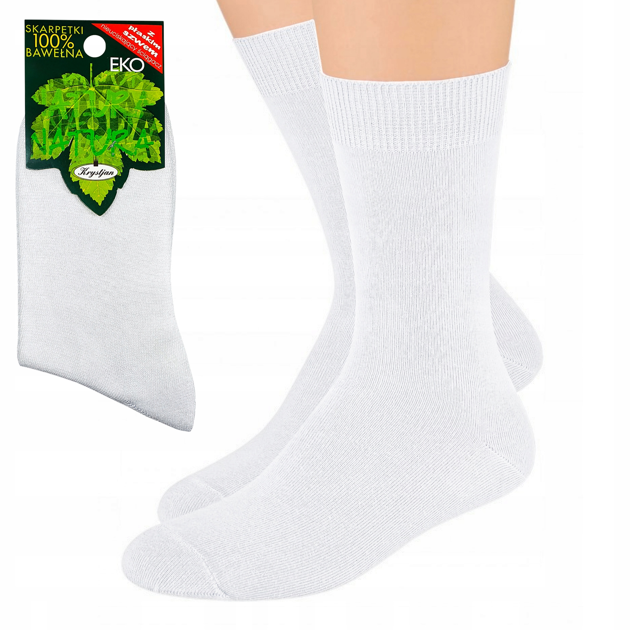

Skarpety 100% bawełna Bezuciskowe białe 42-43