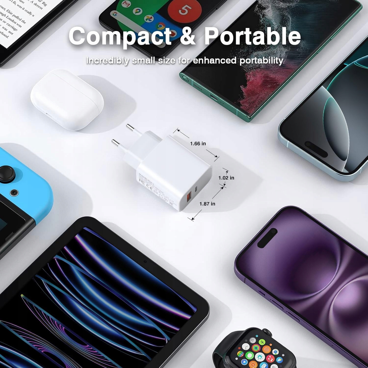 sccvee Zestaw 2 Ładowarek USB C 20W 2-Port Szybkie Ładowanie PD3.0 — miniatura 5