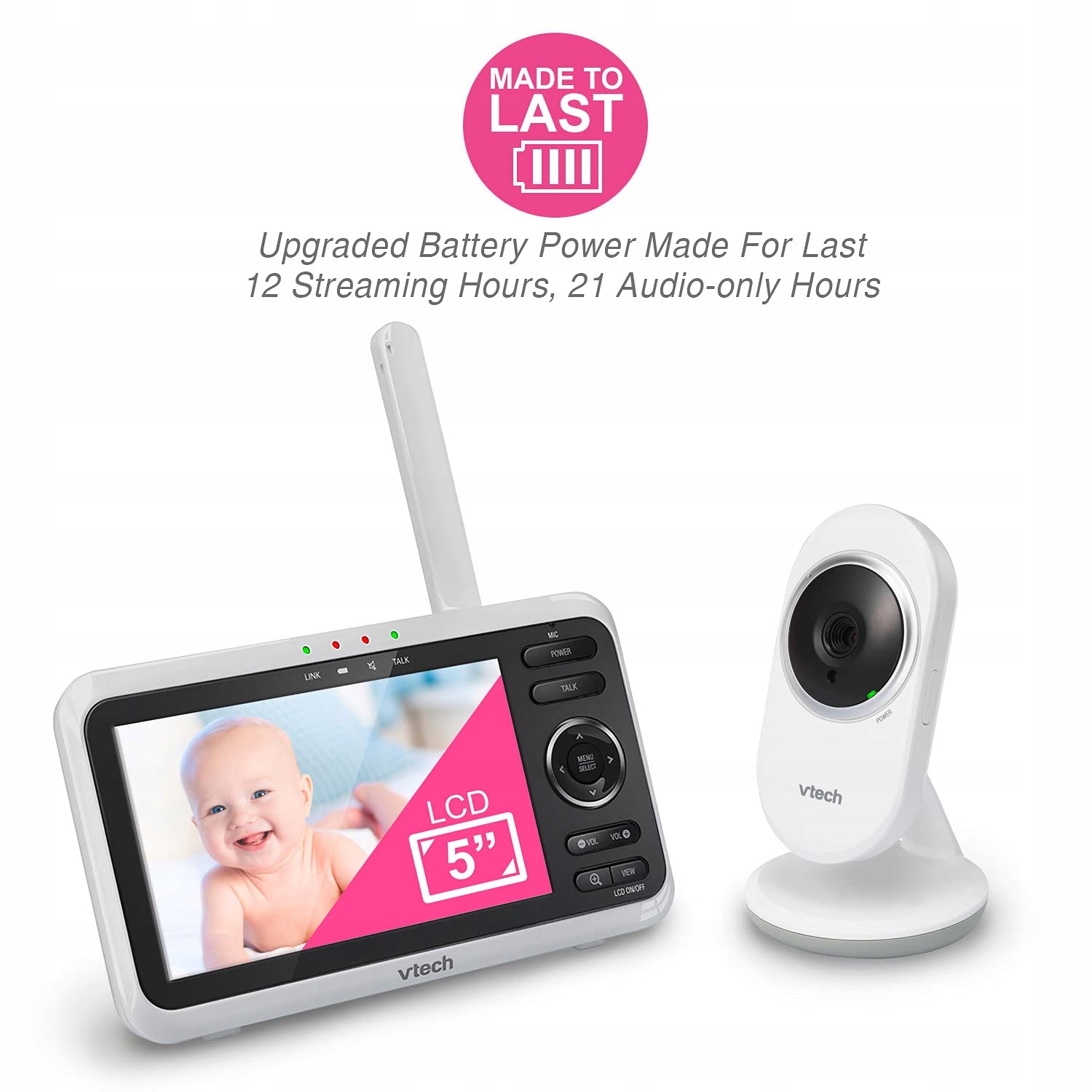 VTECH Babymonitor VM350 Kamera LCD Ekran Dźwięk Nocny Tryb Lullaby — miniatura 7