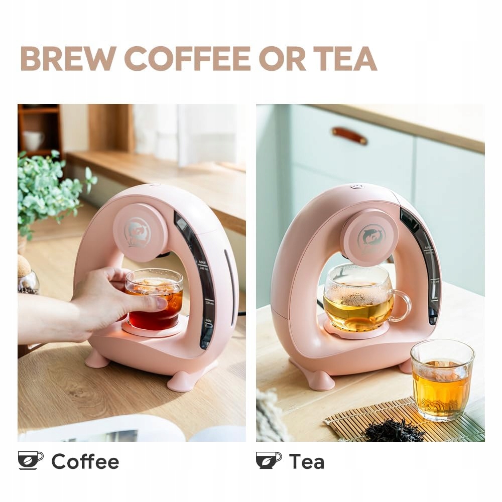 CAFILAS Ekspres Do Kawy Mini Q 2w1 Do Kawy I Herbaty Z Filtrem Różowy — miniatura 2
