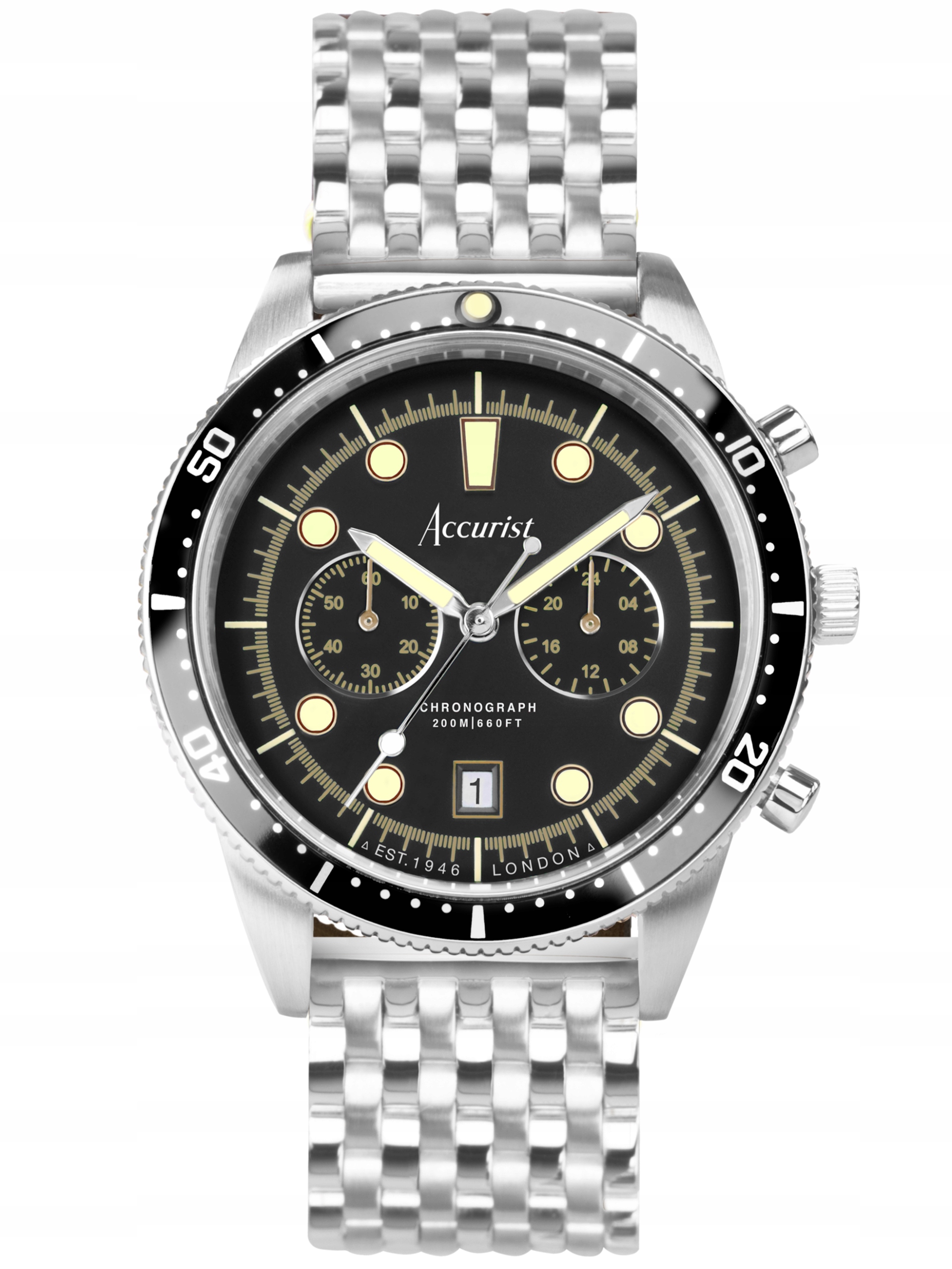 Nové Originální Pánské Hodinky Accurist Dive 72005 Chronograph data gravírování