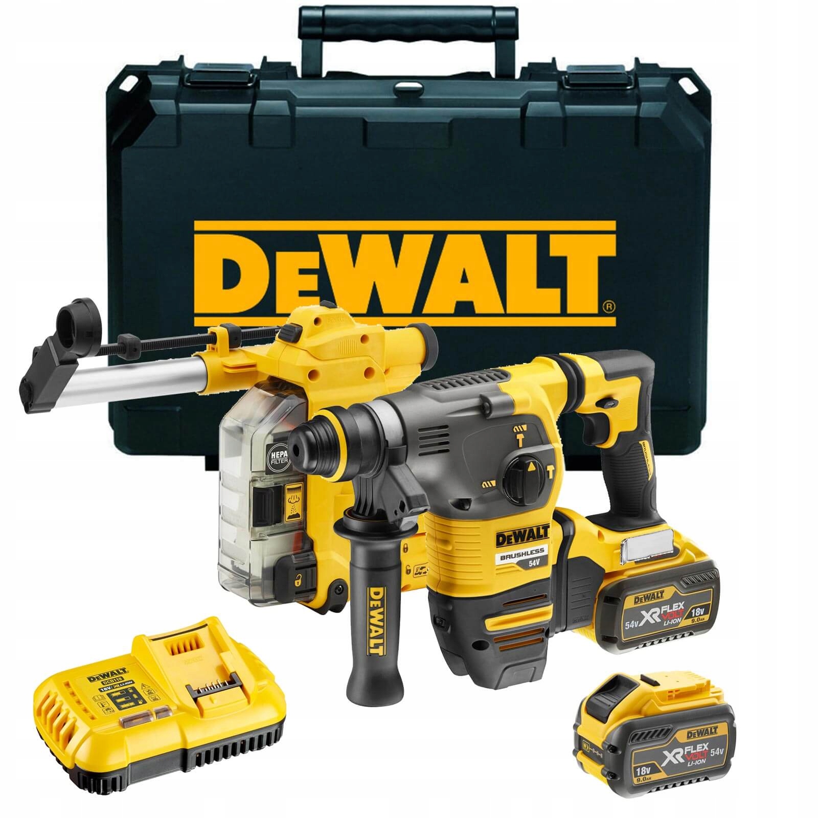 DCH335X2 Mocna Dewalt Młotowiertarka Z Odsysaniem Pyłu SDS-Plus 2x9Ah 3,5J