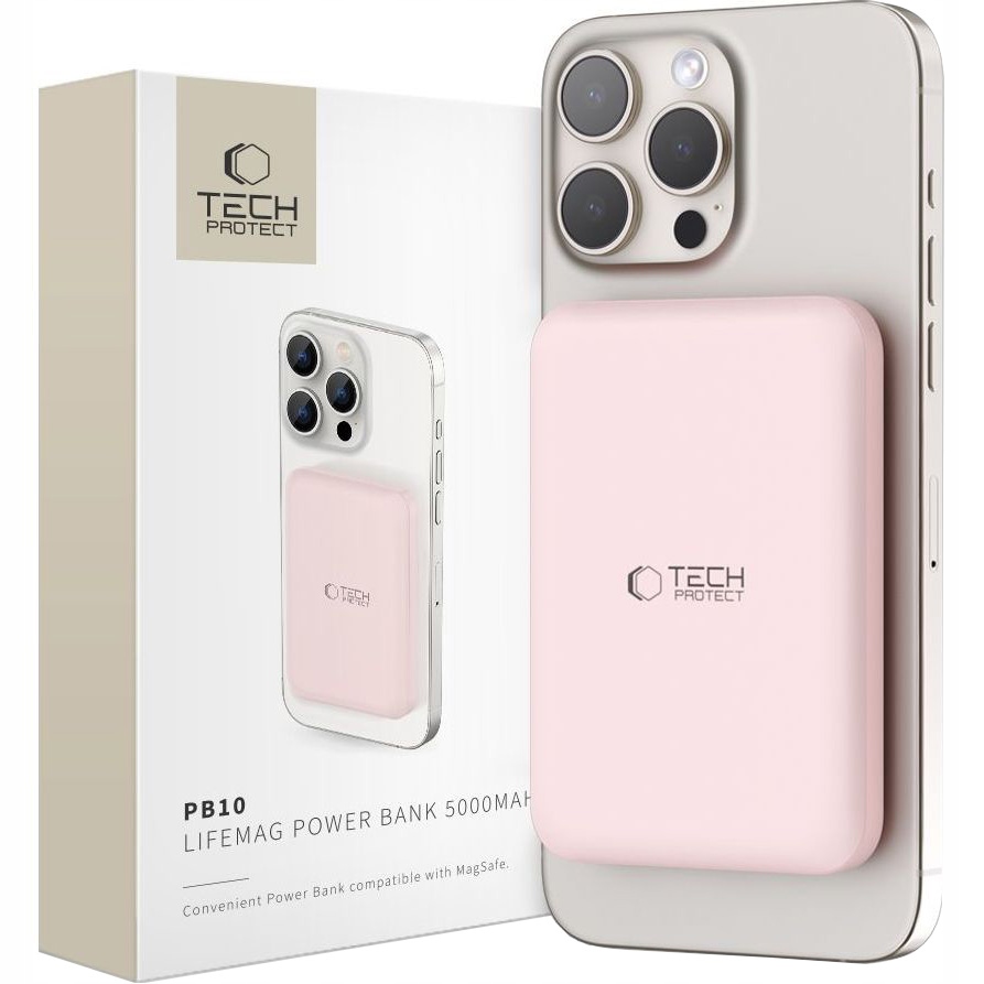 Szybki powerbank indukcyjny z portem Usb-c, Qi, 5000mAh 15W Tech-Protect