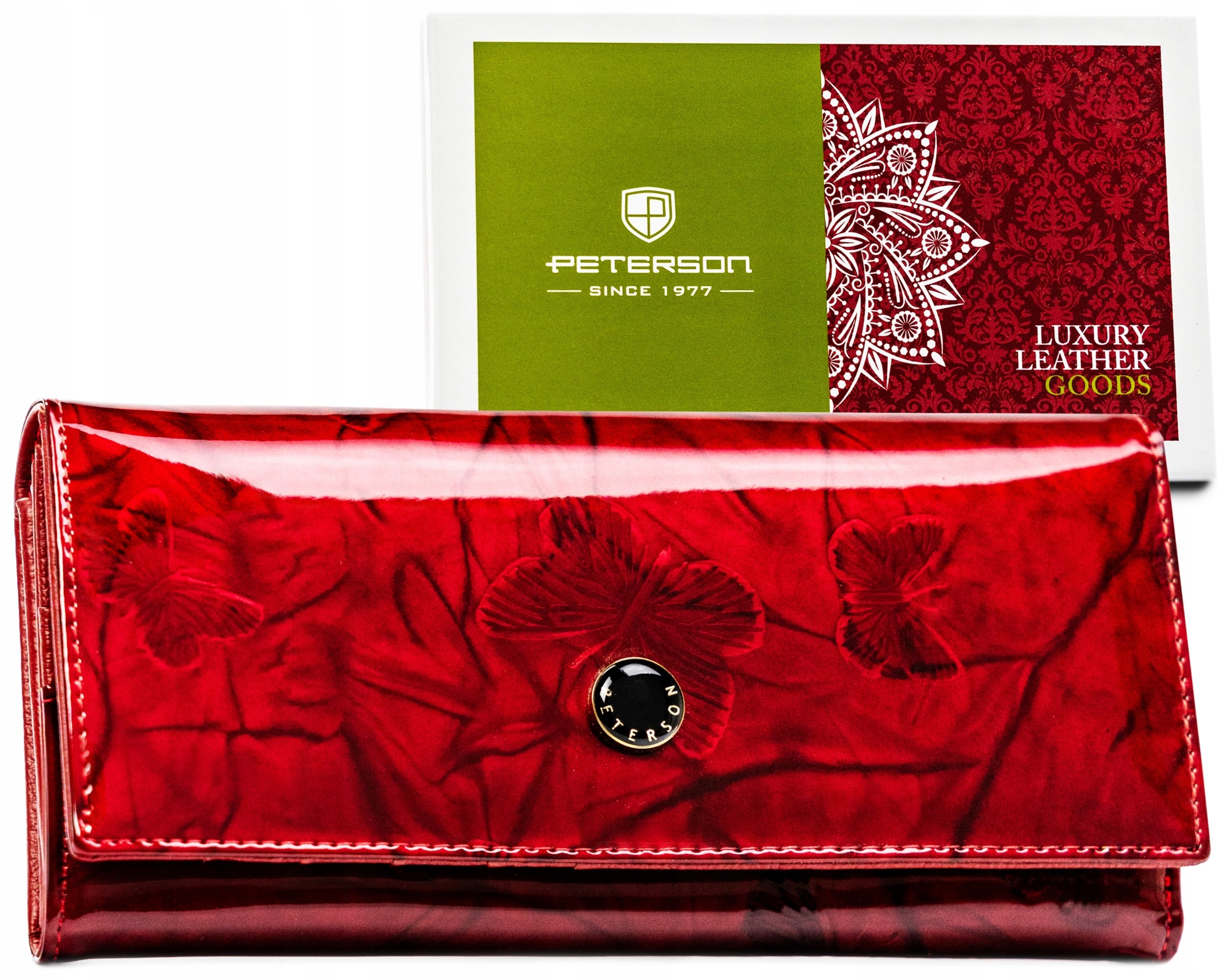 Portfel damski skórzany Peterson na zatrzask poziomy Stop Rfid