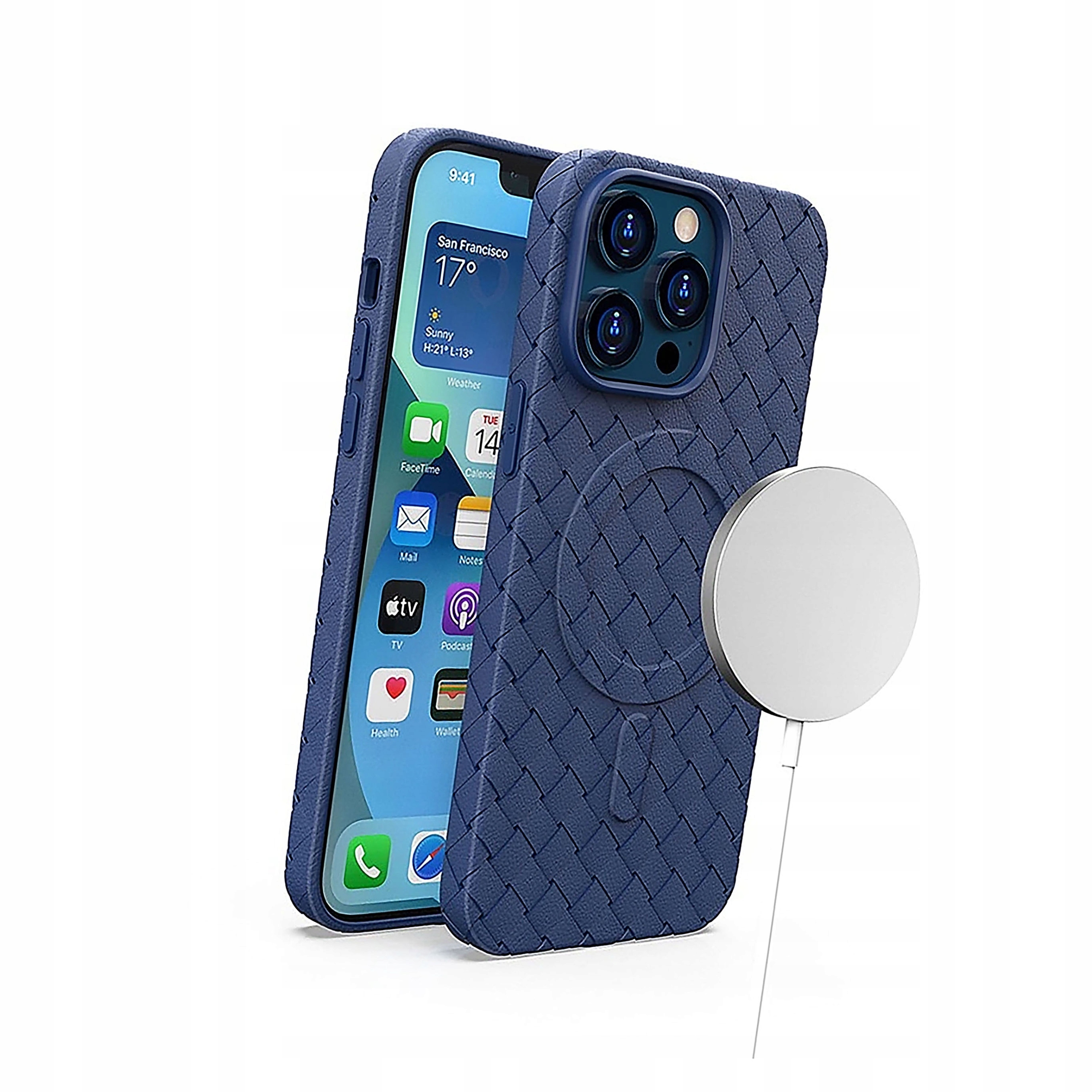 Plecki Plecione etui MagSafe Woven Case do iPhone 15 Pro granatowe