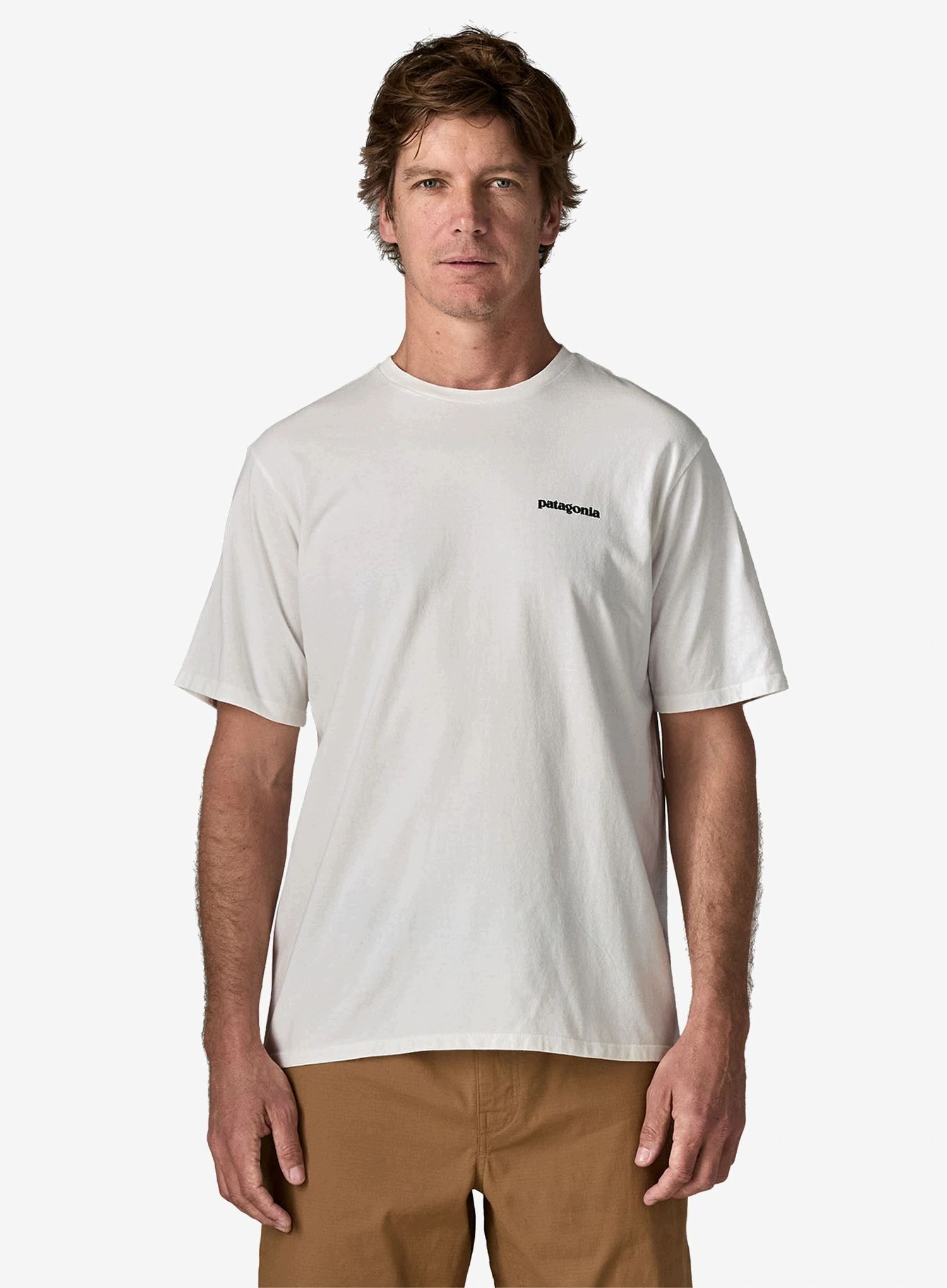 Tričko s potiskem Patagonia P-6 Logo Responsibili-Tee fiber white M