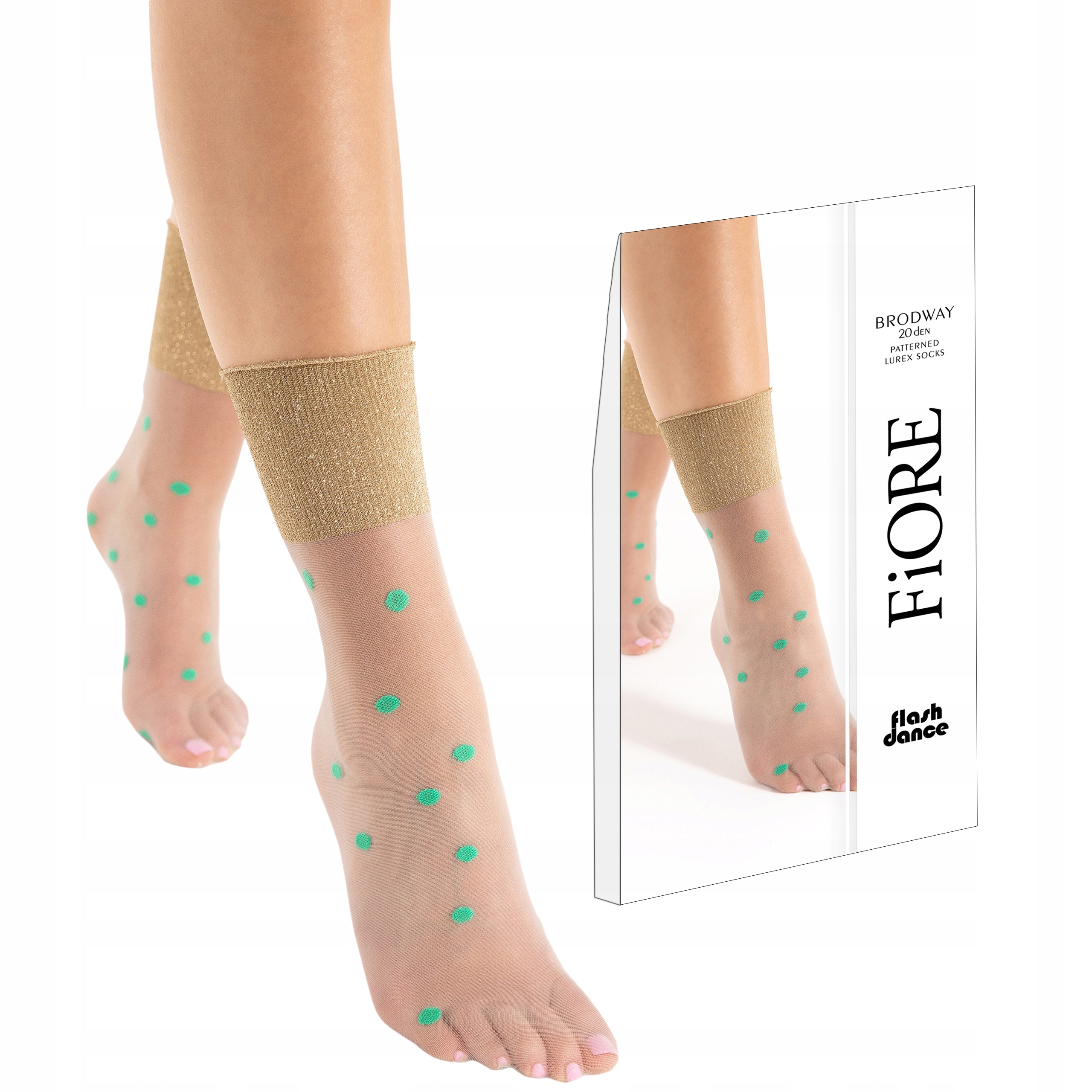 

Fiore Skarpetki Broadway groszki 20 den Green/Gold
