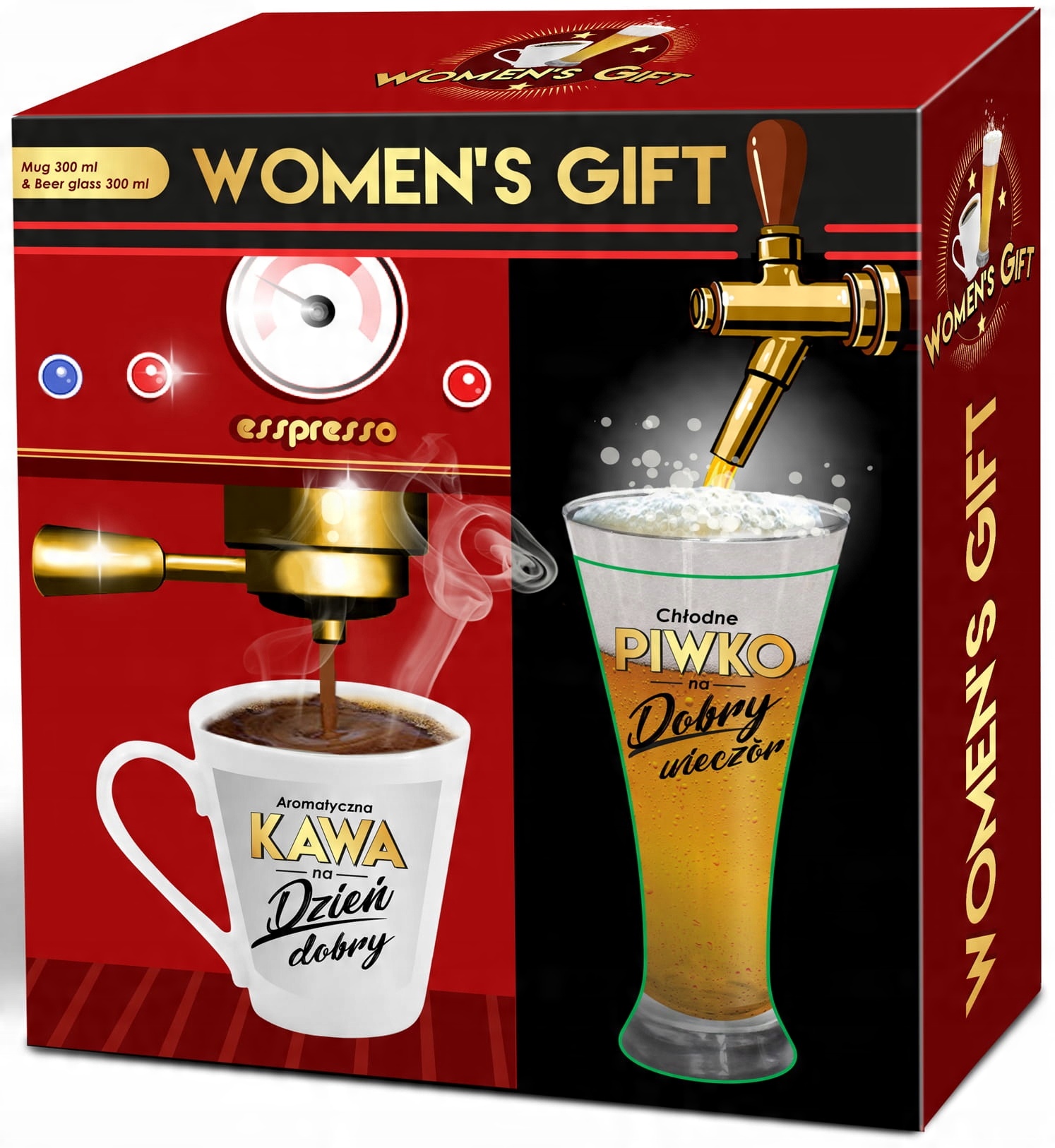 

Womens Gift Komplet Upominkowy Kubek Szklanka Piwo