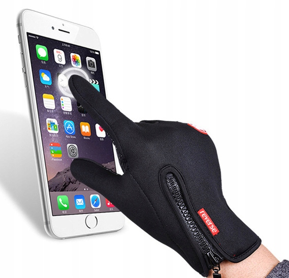 RĘKAWICZKI DOTYKOWE NA ROWER SURVIVAL ROWEROWE ZIMOWE DO BIEGANIA SMART S/M Materiał dominujący elastan