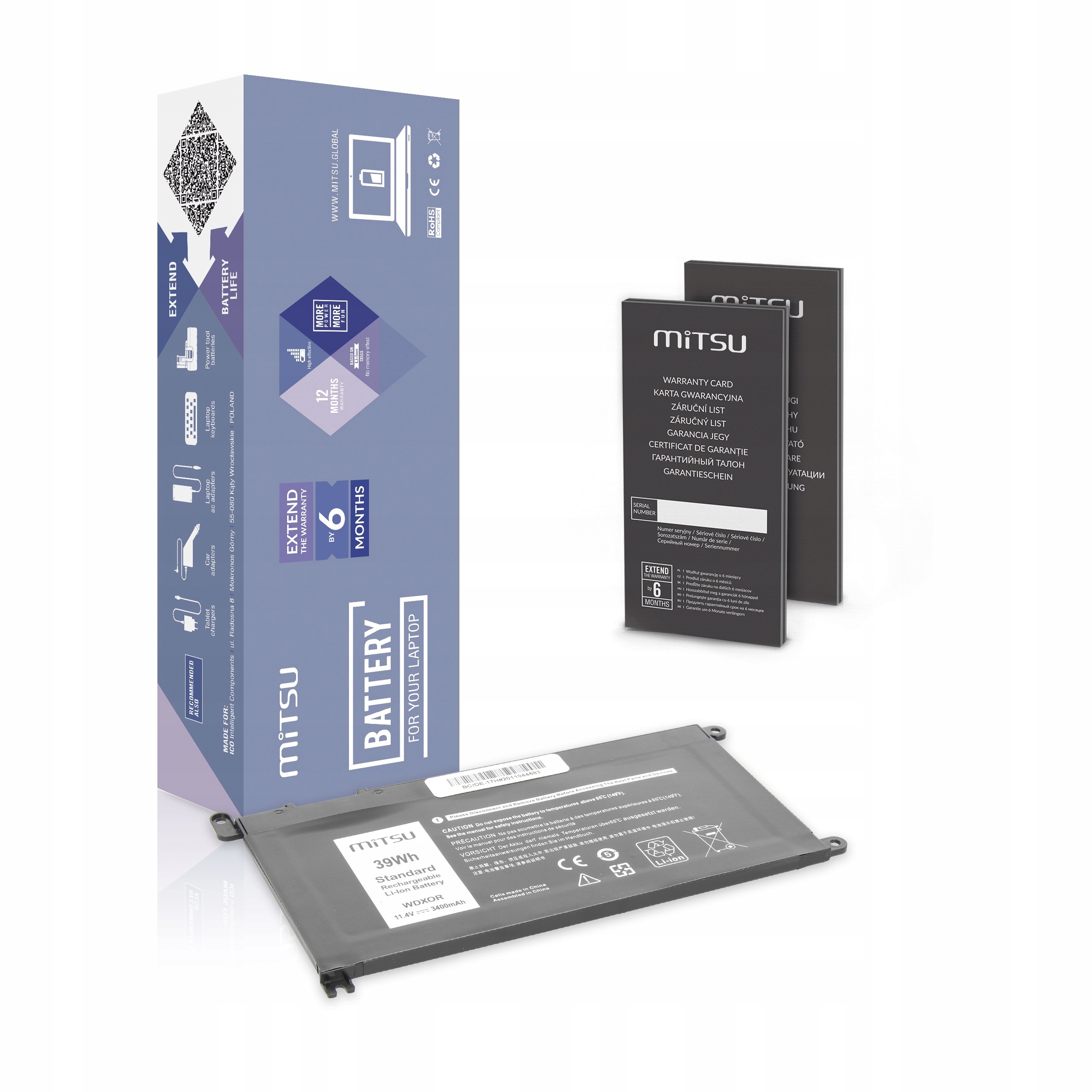 Baterie Mitsu pro Dell Vostro 14 (5468), Inspiron 15 (5568) 3400 mAh