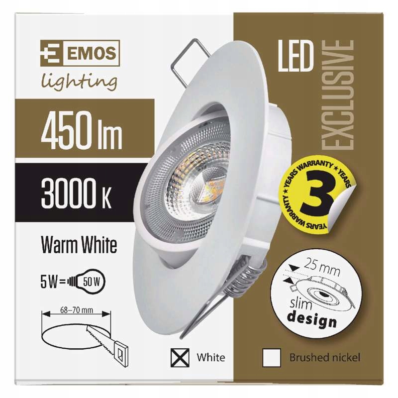 

Oczko Led Exclusive 5W ciepła biel Emos ZD3121