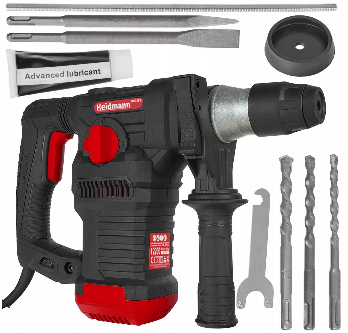 Młot Udarowy Młotowiertarka Wiertarka Sds Plus Walizka Dłuta Wiertła 2200W