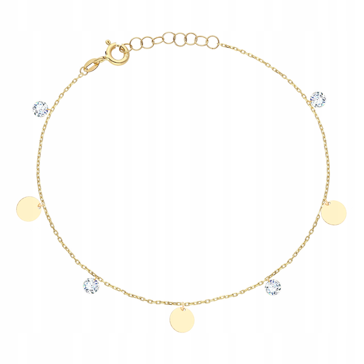 Zlatý náramek kruhová kolečka zirkony PR.585