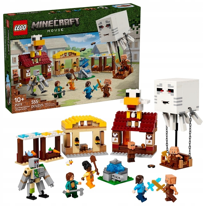 stavebnice Lego Minecraft Útok Balónového Ghasta Na Vesnici 21273