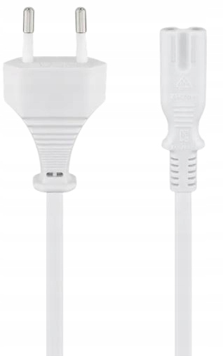 KABEL PRZEWÓD ZASILAJĄCY ÓSEMKA 2PIN C7 DO TV RTV AGD 1,5m BIAŁY