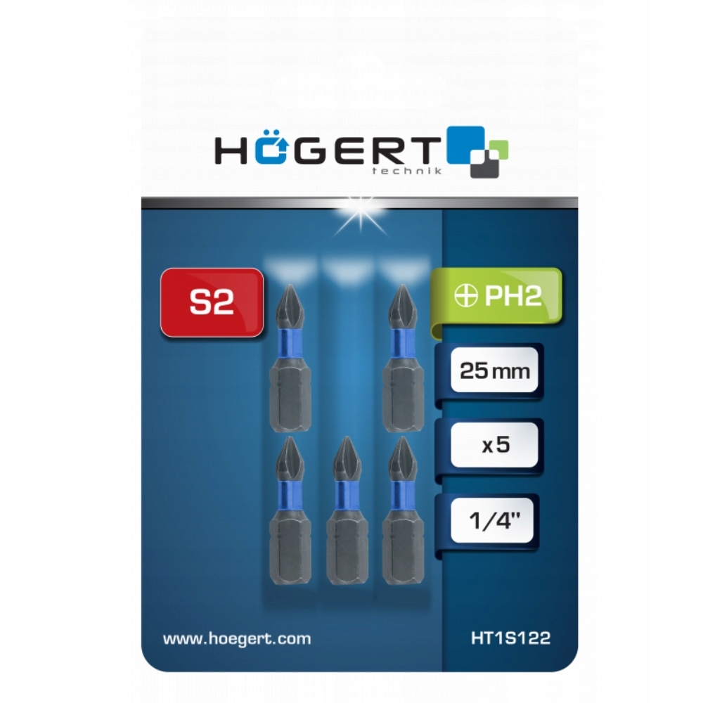 Bit 1/4” 25mm PH2 5szt. Högert HT1S122 Marka Hoegert Technik